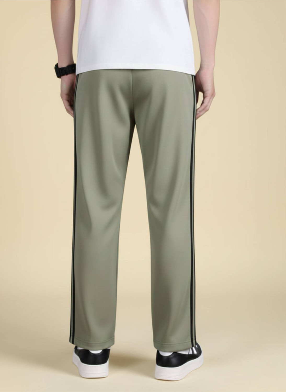 Image of LOTHRIC Striped Men Green Track Pants