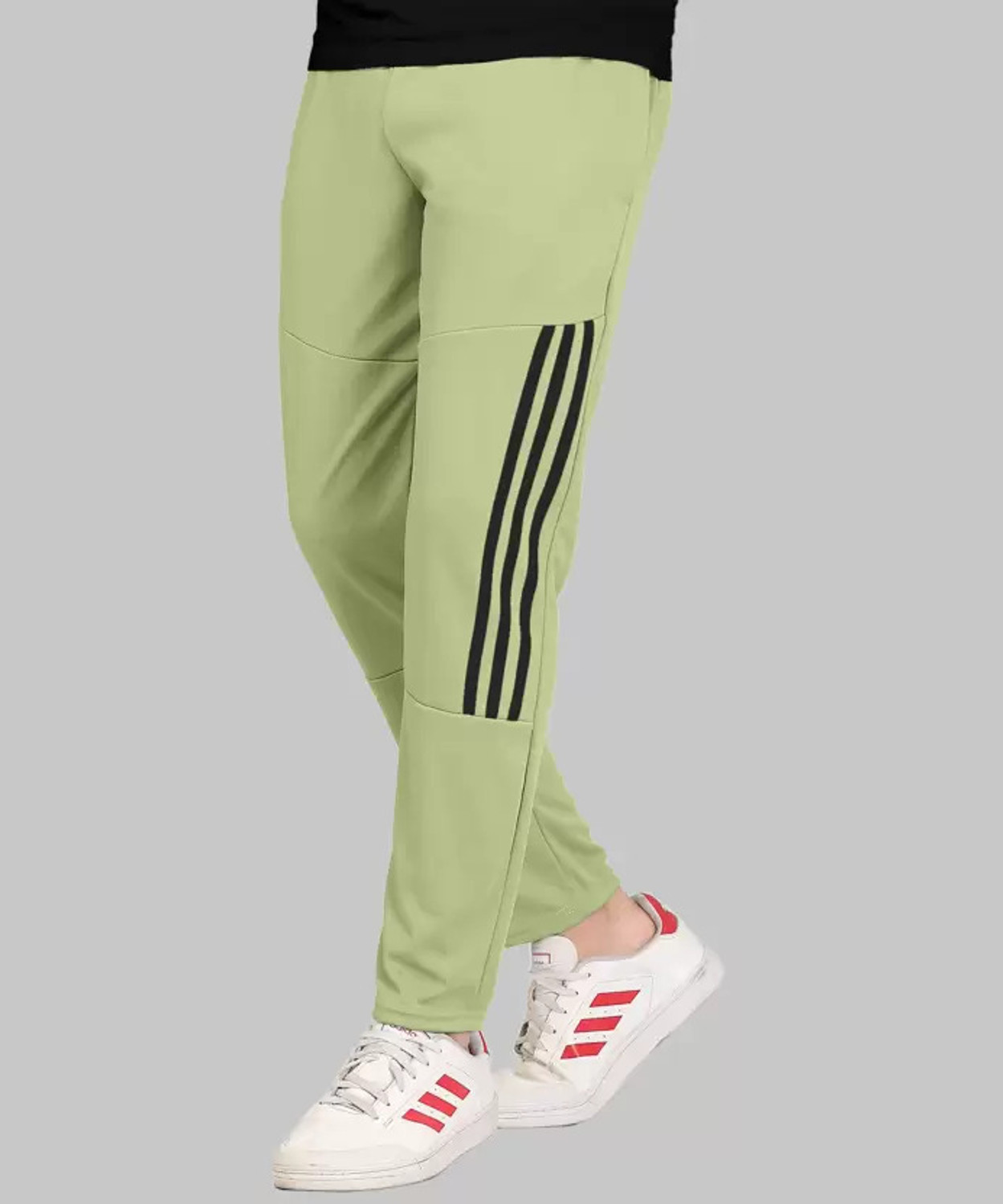Image of GAJVU Striped Men Grey, Light Green, Black, White Track Pants