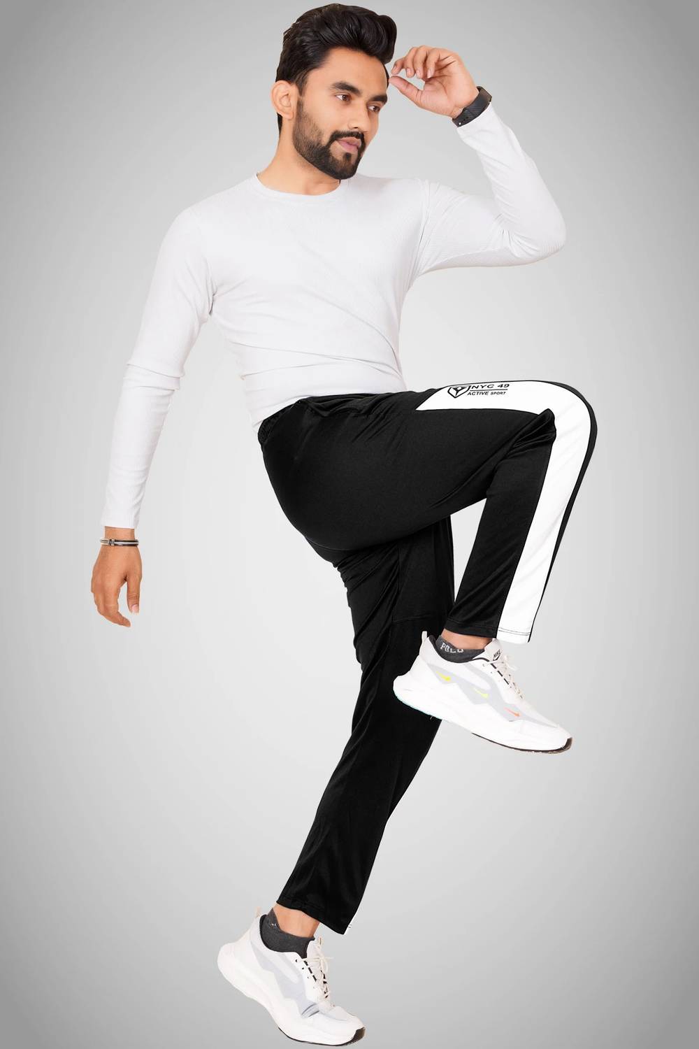 Yazole Colorblock Men Black, Grey Track Pants Pack of 2 - Image 4