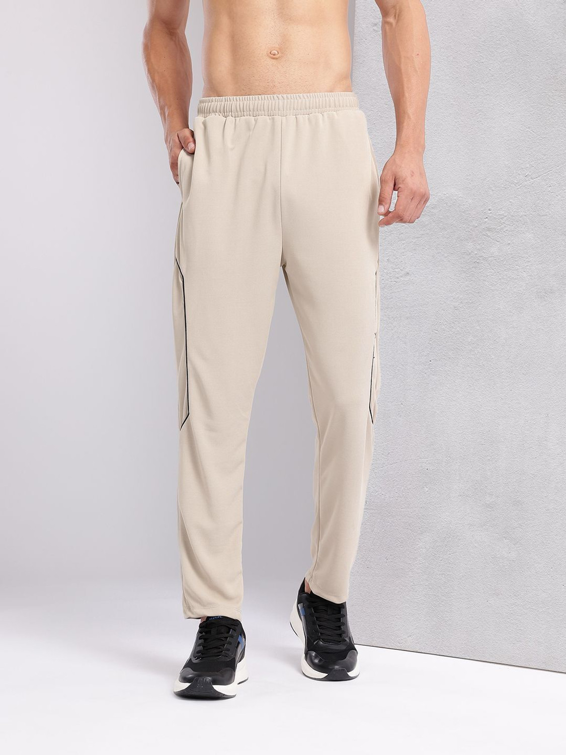 Image of HRX by Hrithik Roshan Washed Men Beige Track Pants