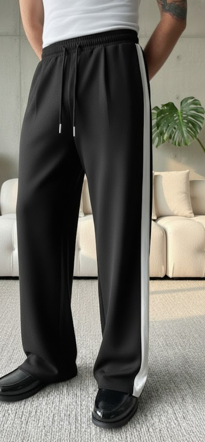 Image of Dockstreet Solid Men Black Track Pants