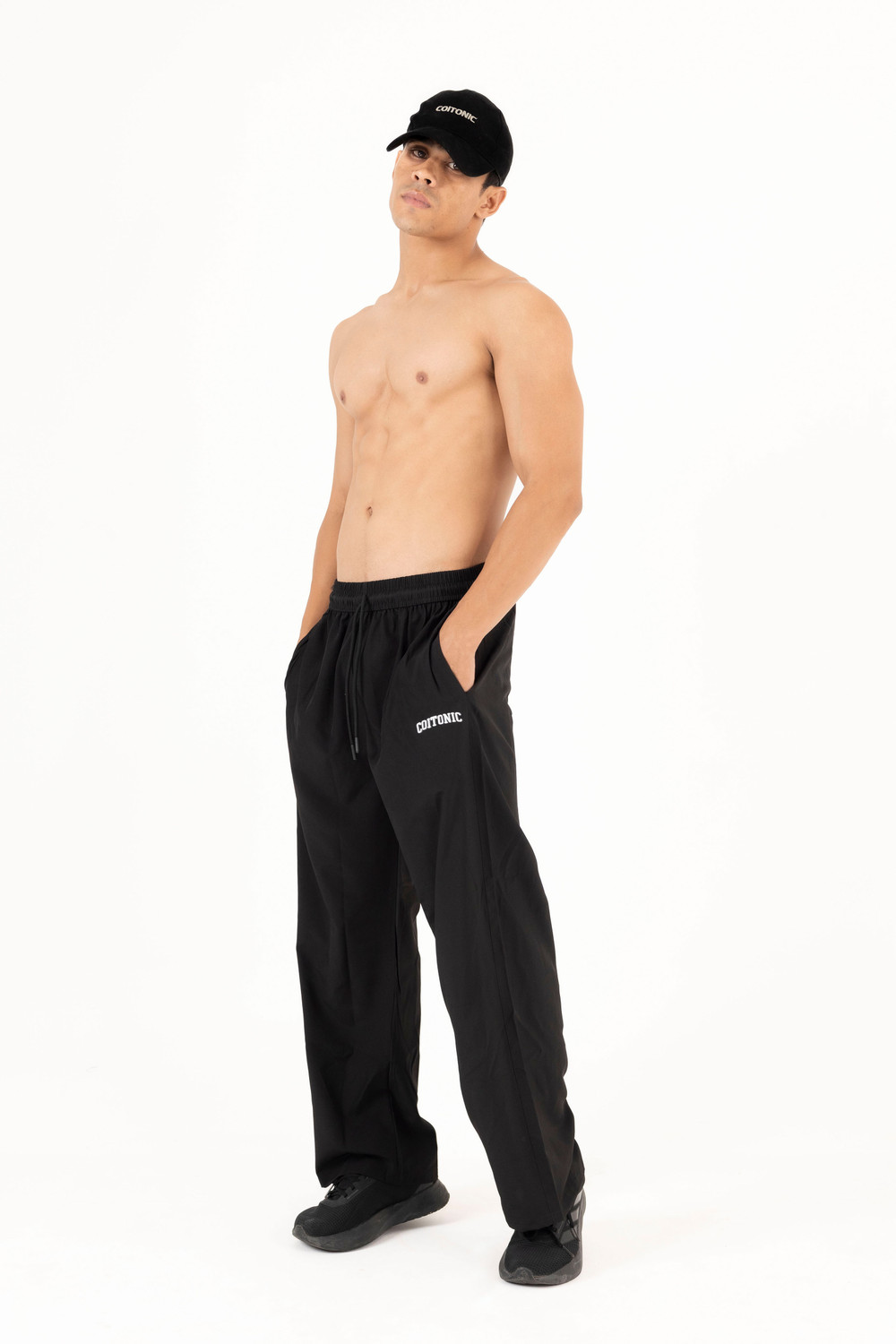 Image of COITONIC Printed Men Black Track Pants