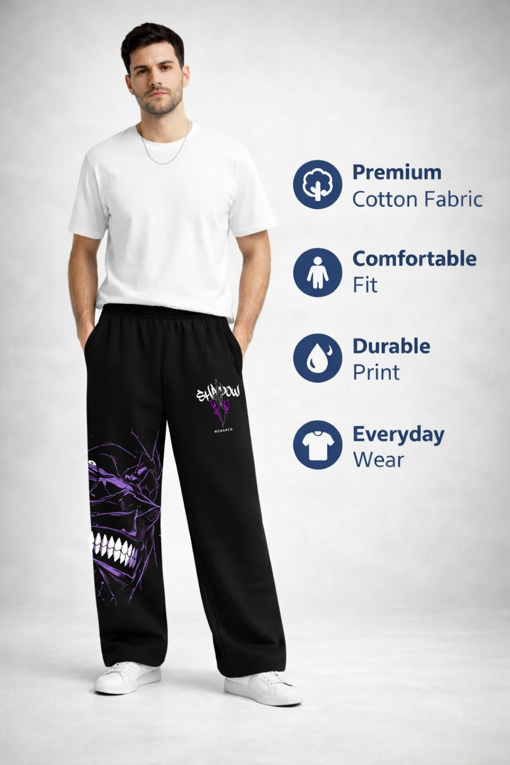 Image of Wayup Graphic Print Men Black Track Pants