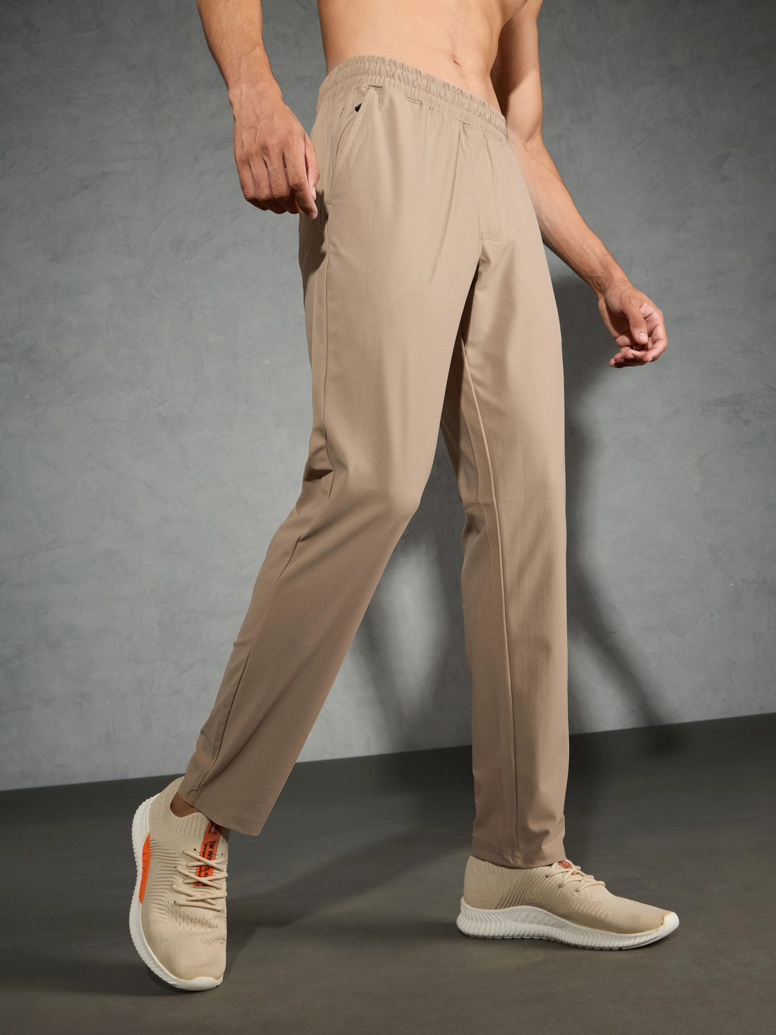 Image of TECHNOSPORT Solid Men Beige Track Pants
