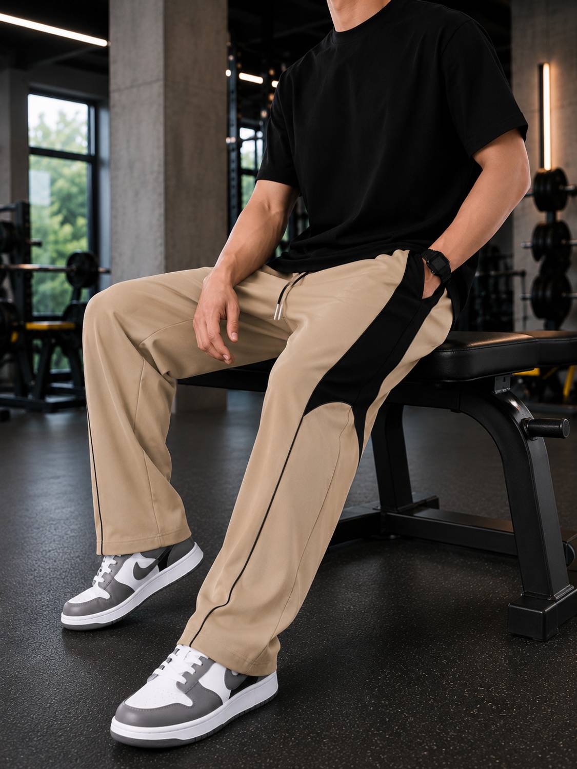 KISURA Colorblock Men Beige Track Pants - Image 4