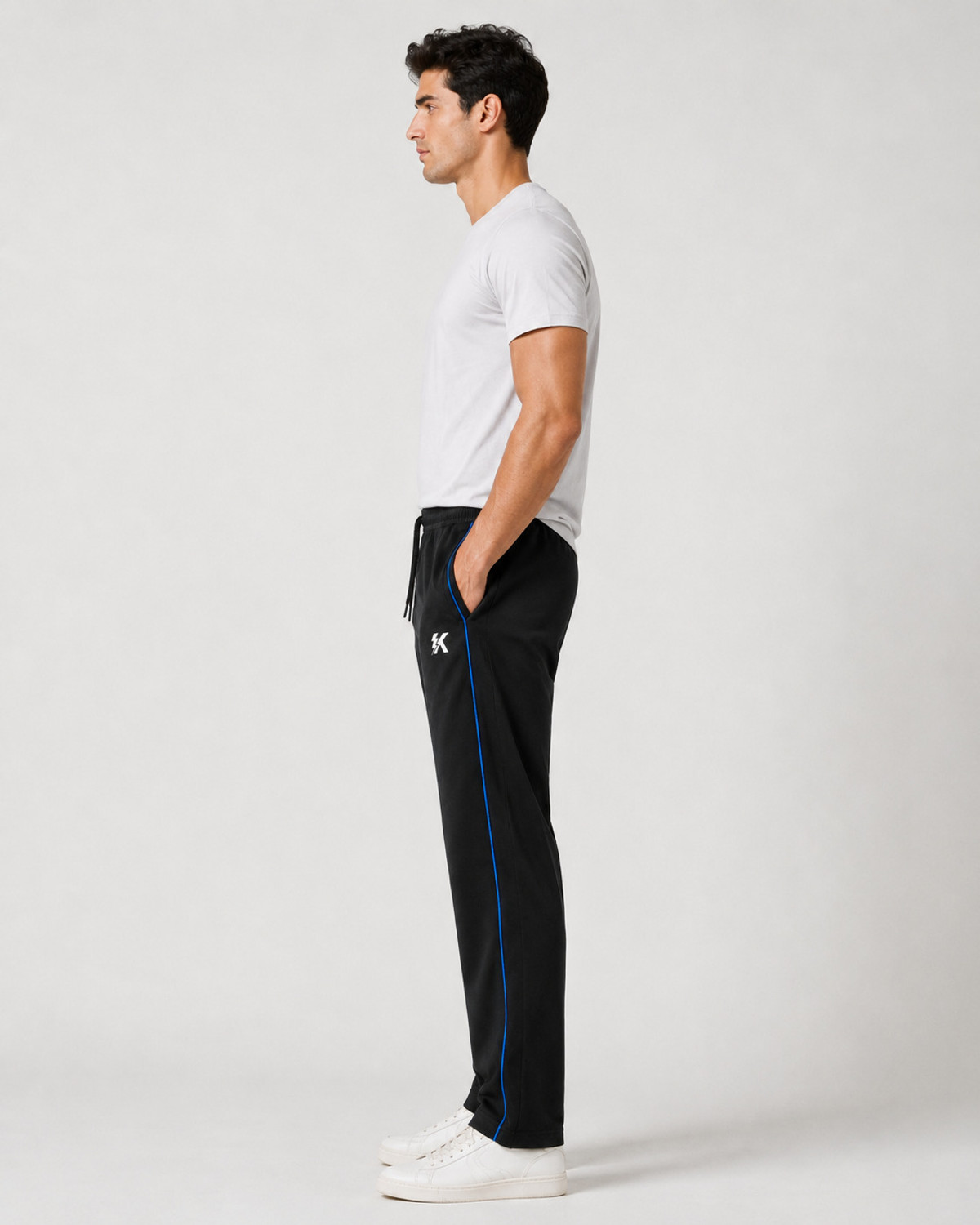 Image of Kynetic Men Striped Black Track Pants
