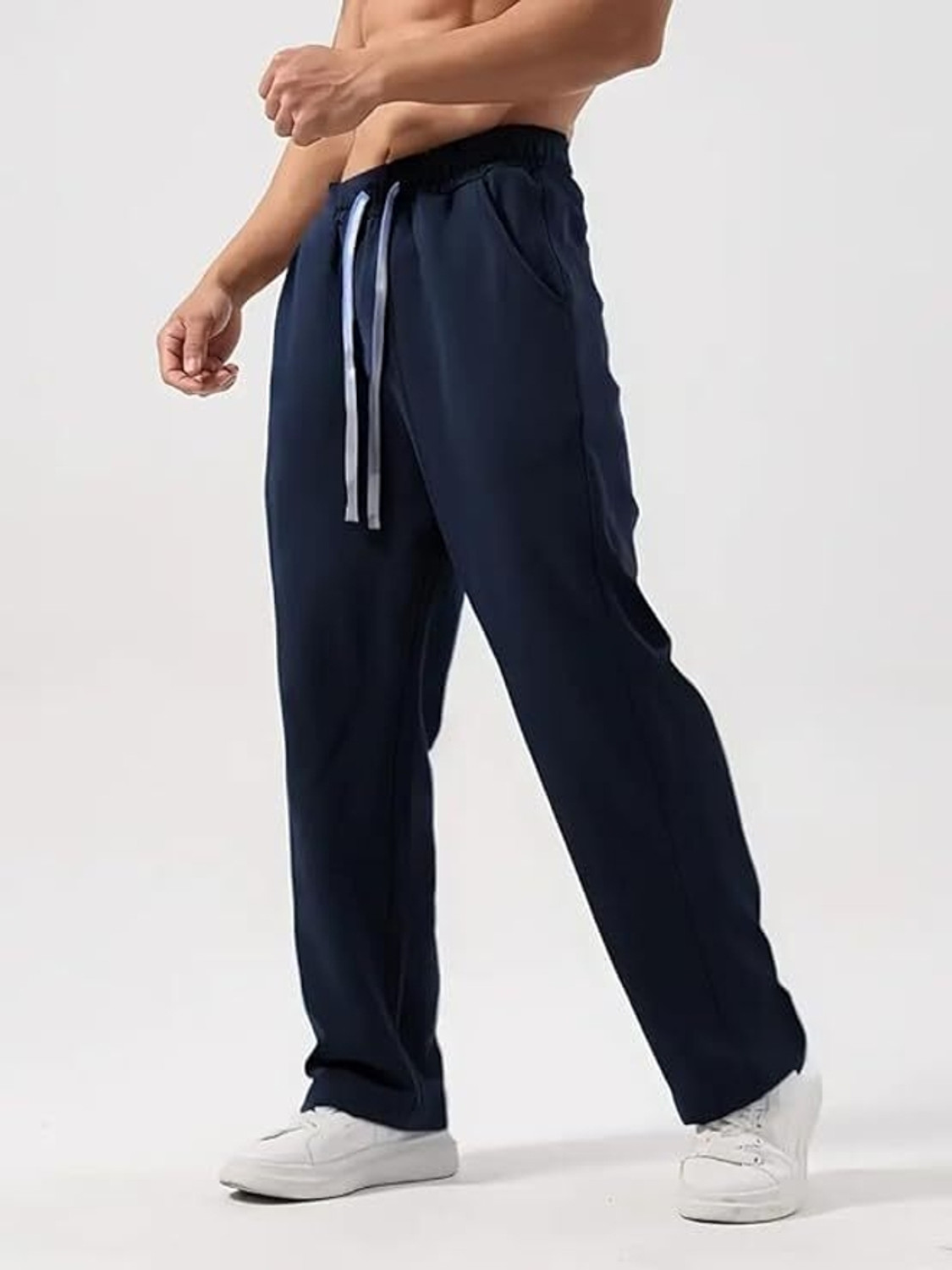 Image of THREADMILE Solid Men Dark Blue Track Pants