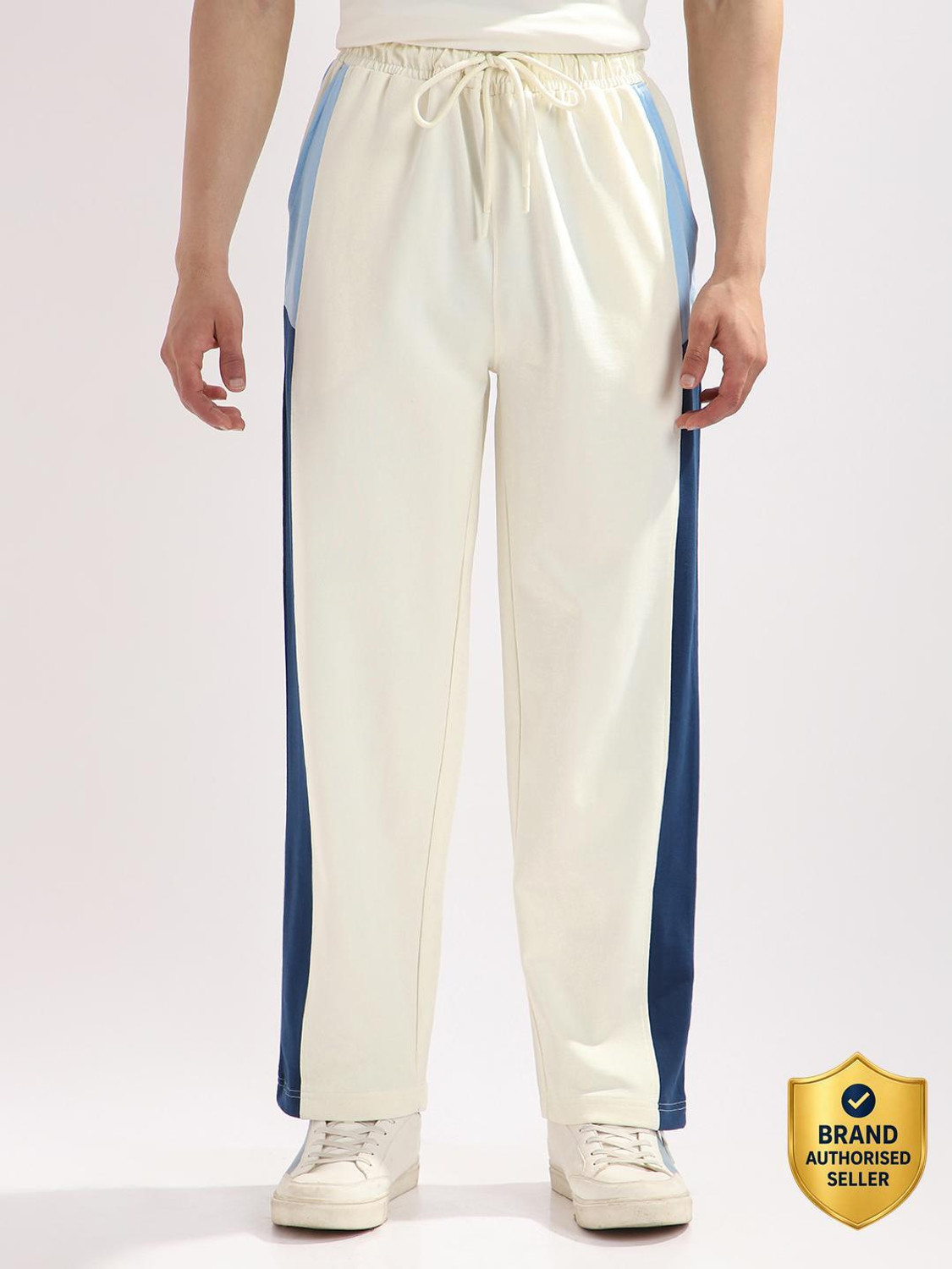 Image of NOBERO Colorblock Men White Track Pants
