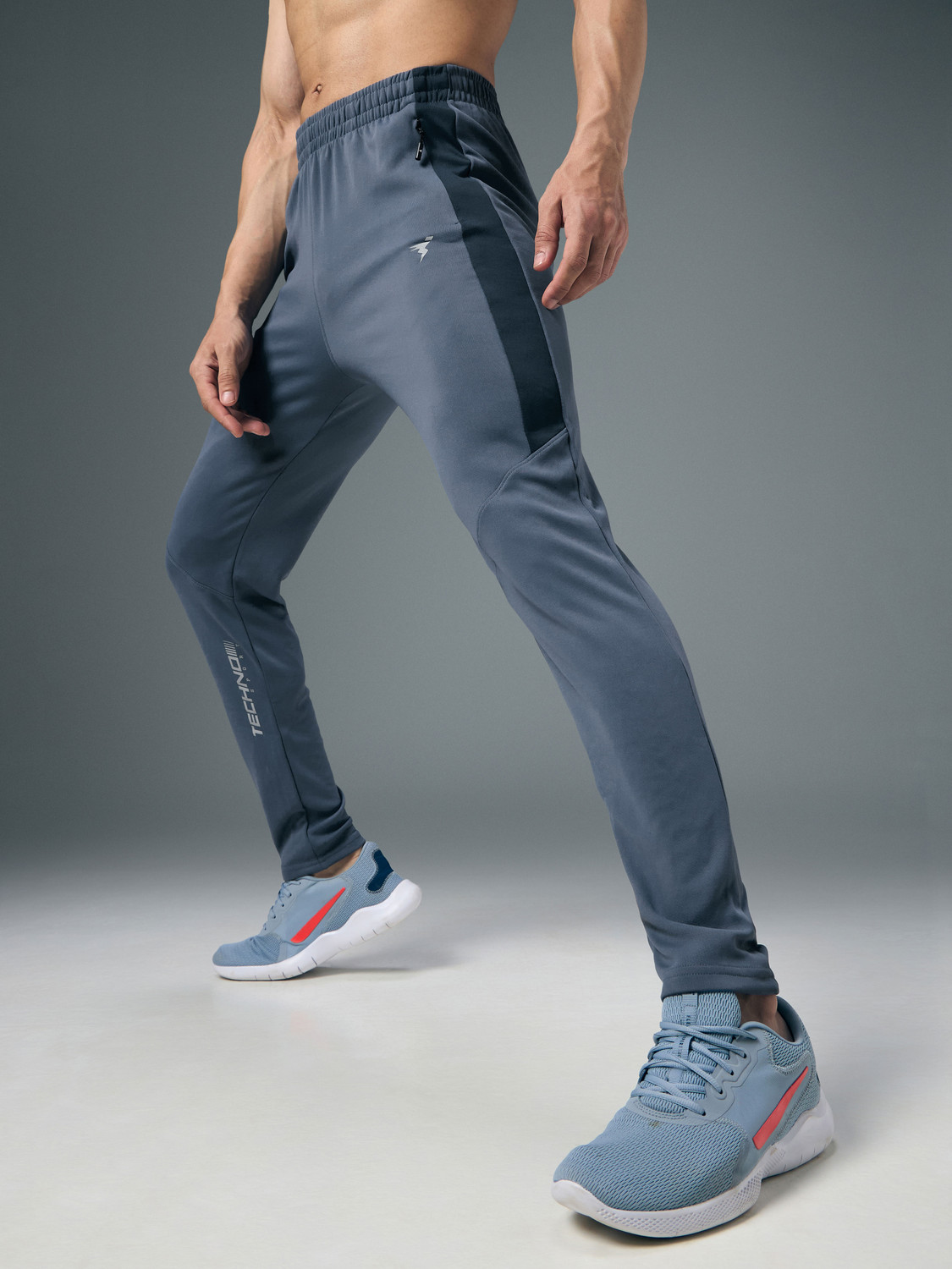 Image of TECHNOSPORT Colorblock Men Light Blue Track Pants