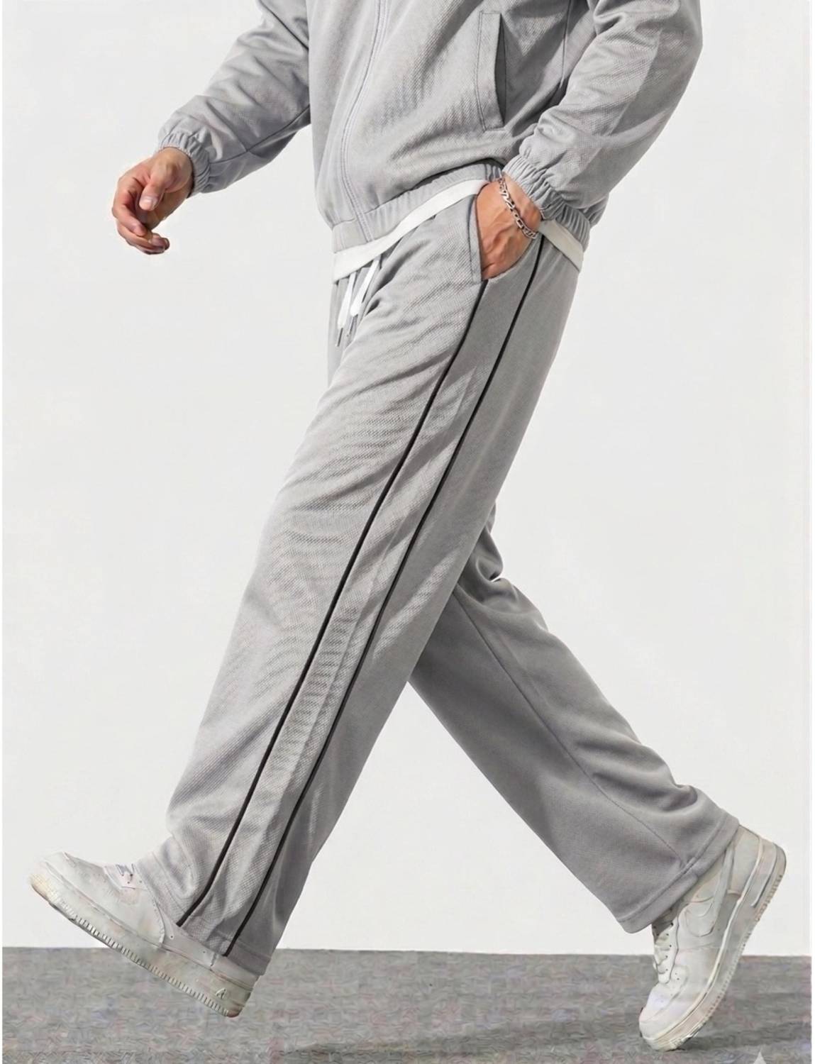 jocker Striped Grey Men Track Pants - Image 1