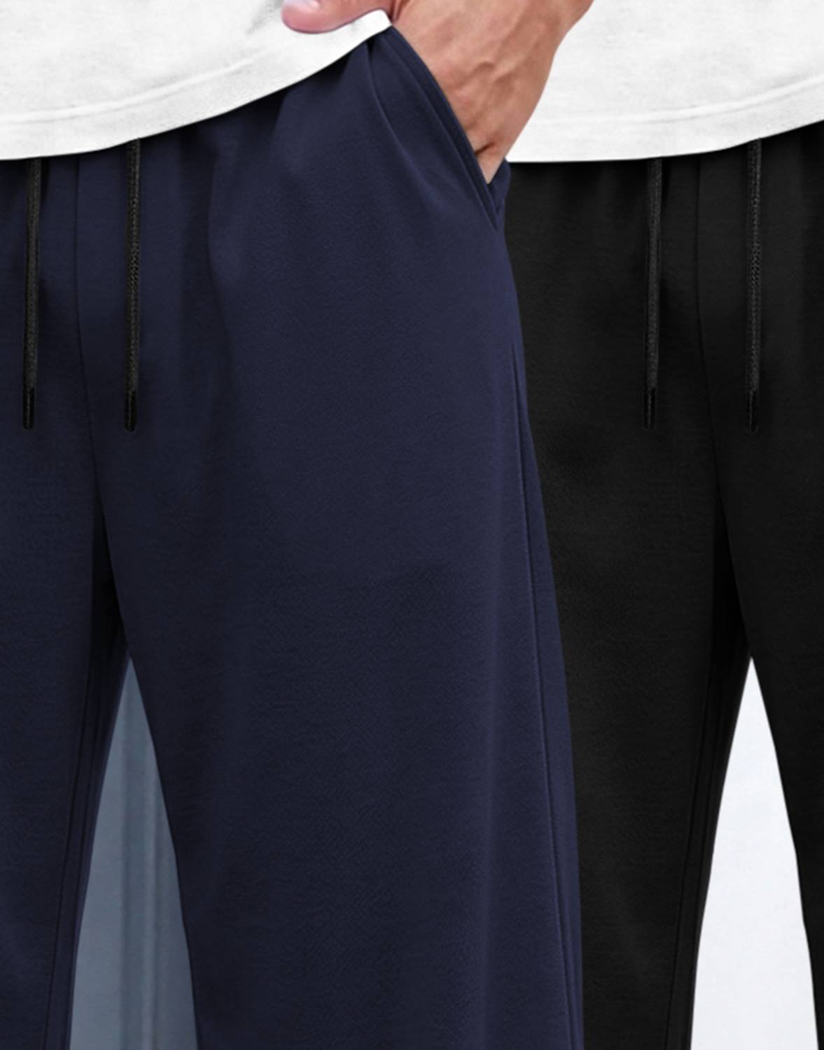 MADBROS Men Dark Blue, Black Track Pants Pack of 2 - Image 4