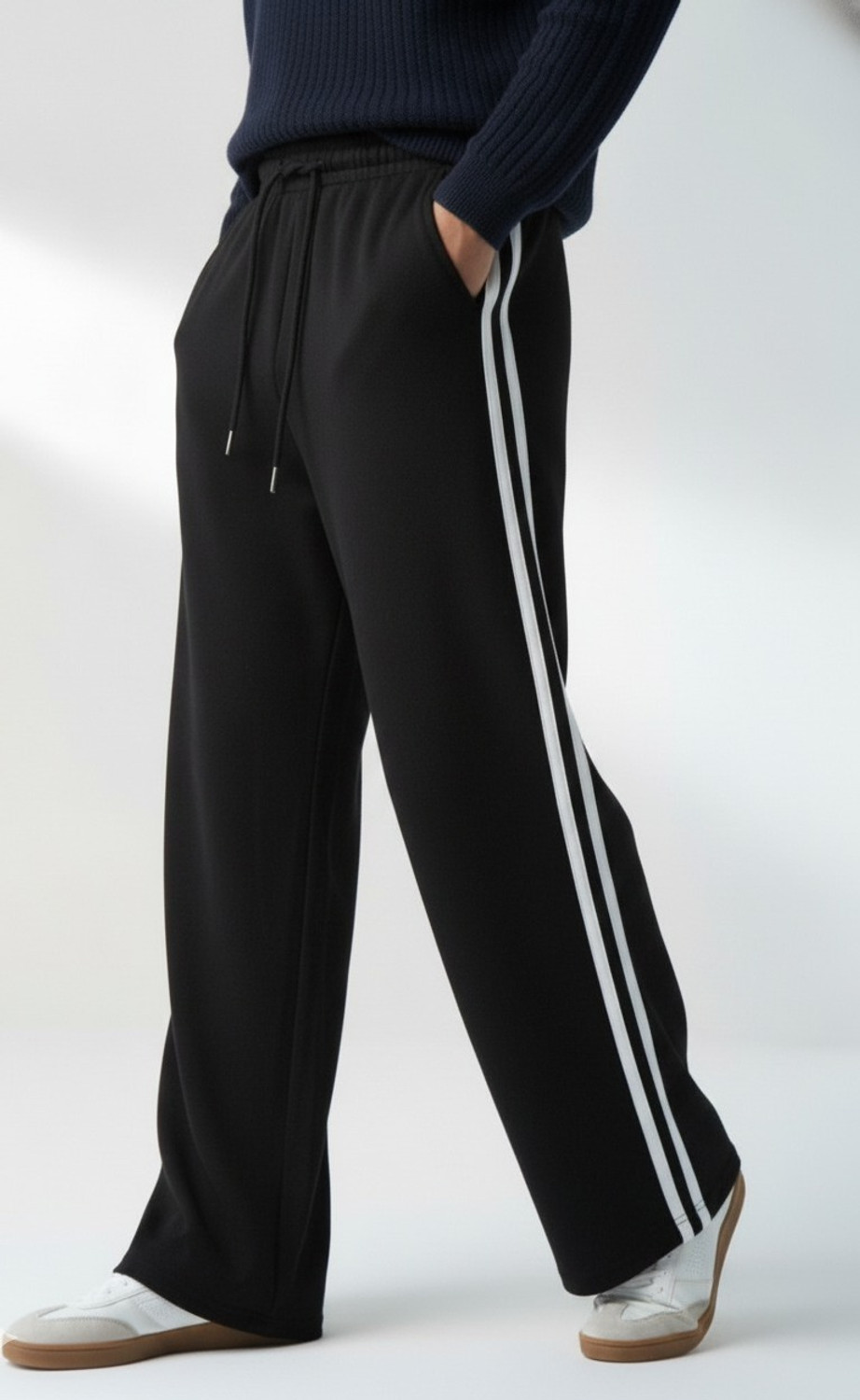 Image of Dockstreet Solid, Striped Men White Track Pants