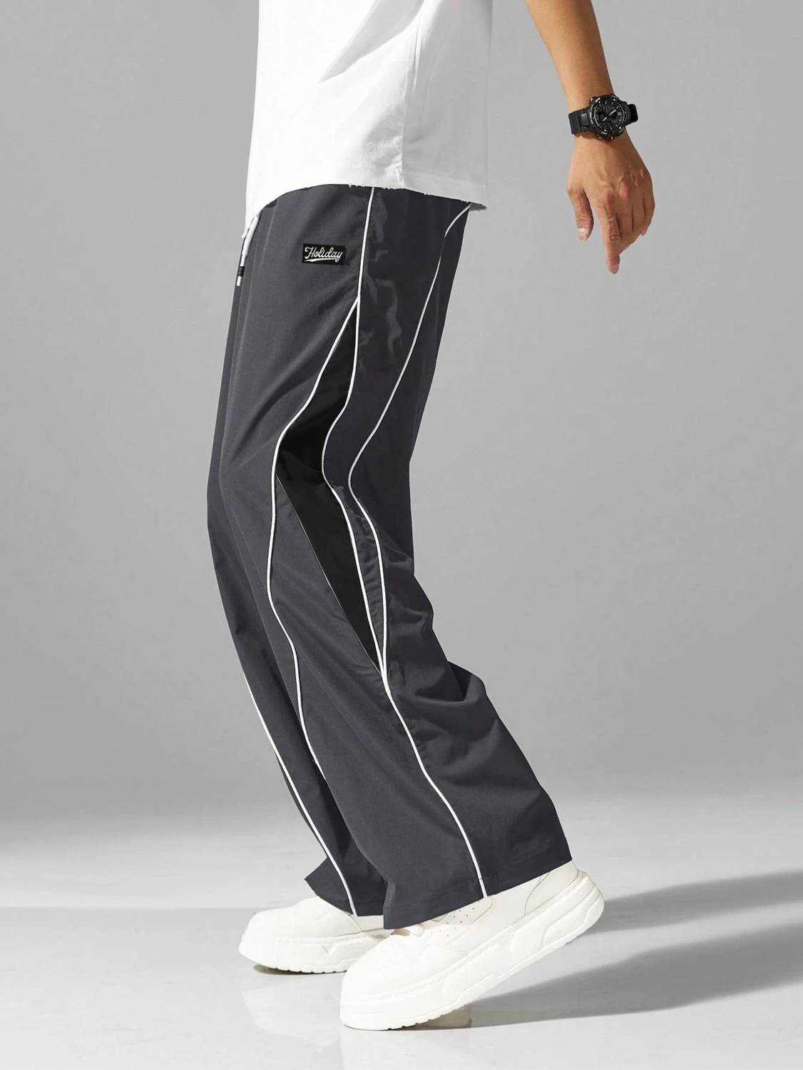 POSHAX Solid Men Grey Track Pants - Image 2