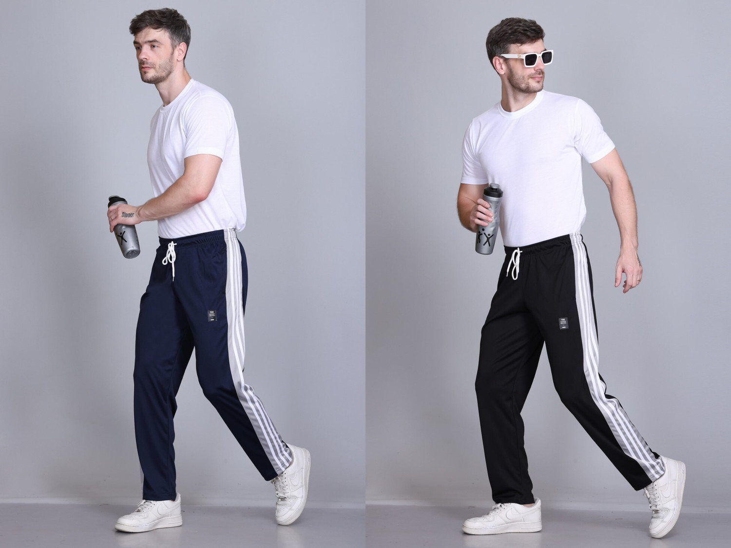 Image of HVBK Solid Men Black, Blue Track Pants