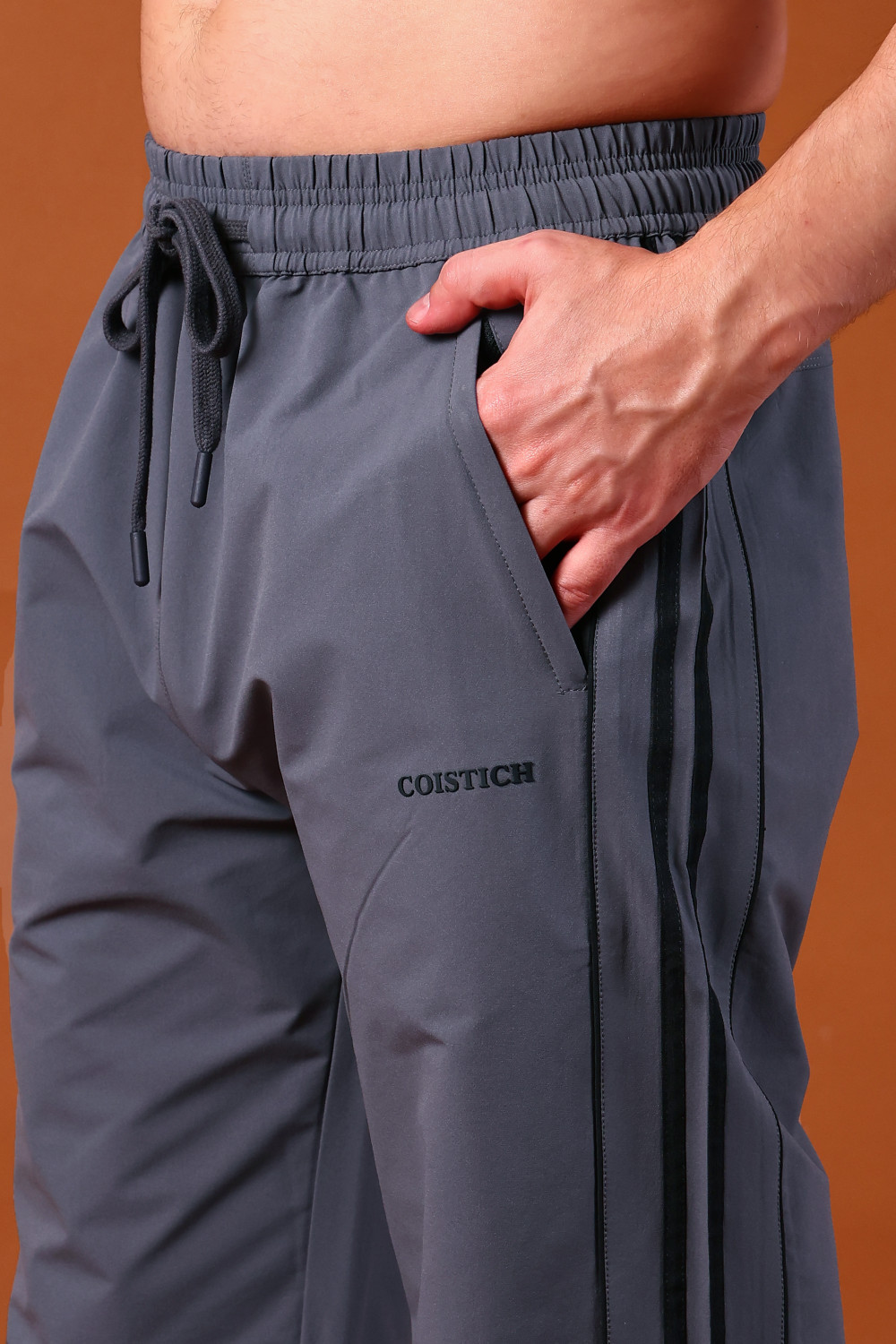 Image of COISTICH Men Striped Grey Track Pants