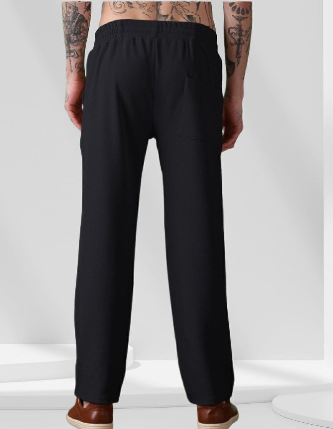 Image of METRONAUT Solid Men Black Track Pants