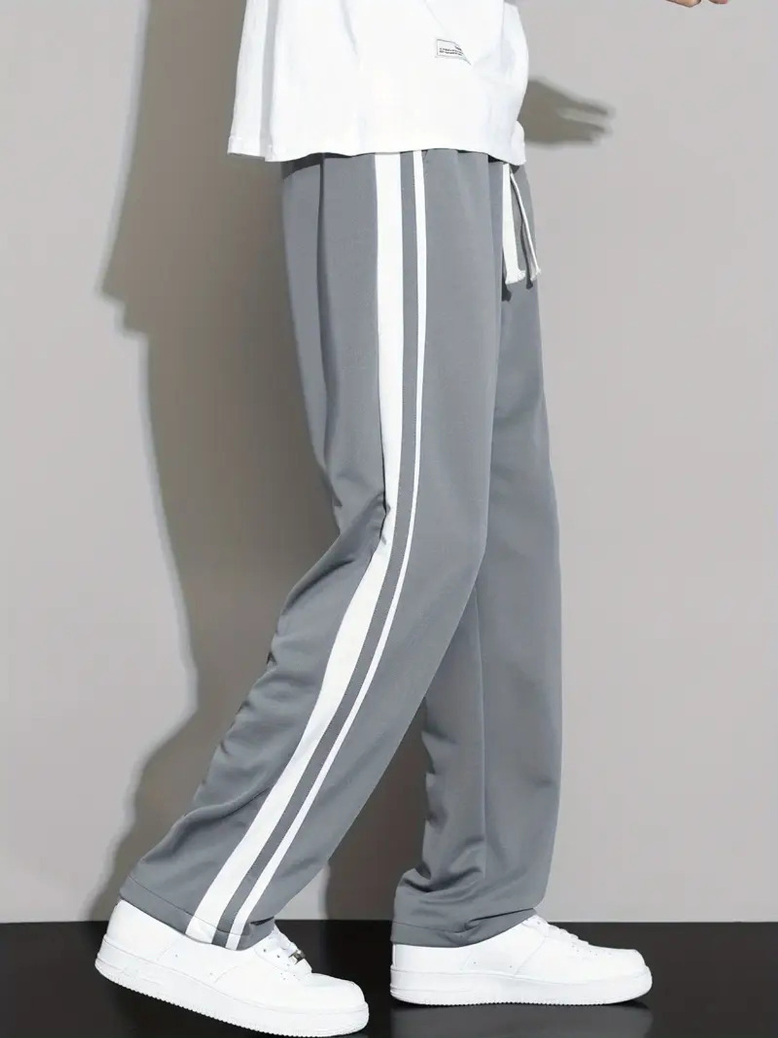 Image of JexPuti Striped Men Grey Track Pants