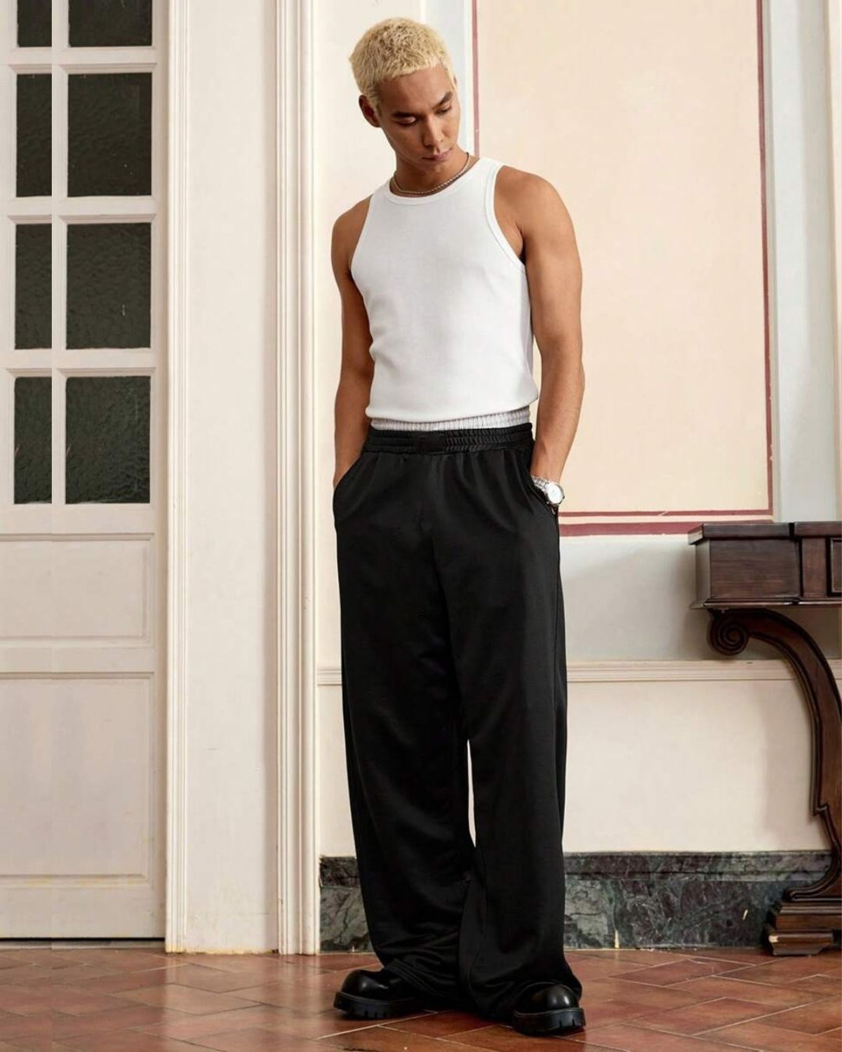 Image of Cloth N Code Solid Men Black Track Pants