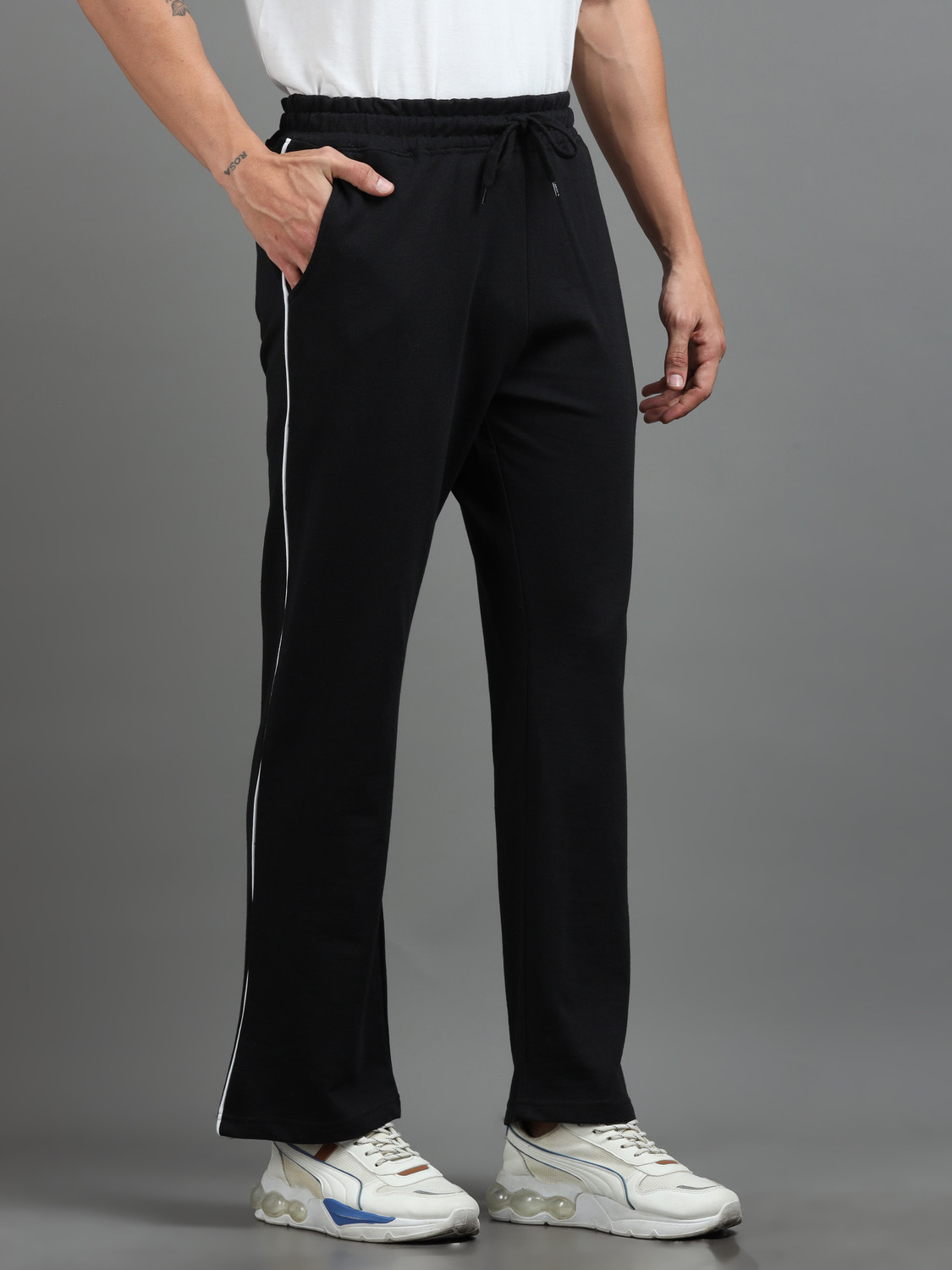 Image of HRX by Hrithik Roshan Men Solid Black Track Pants