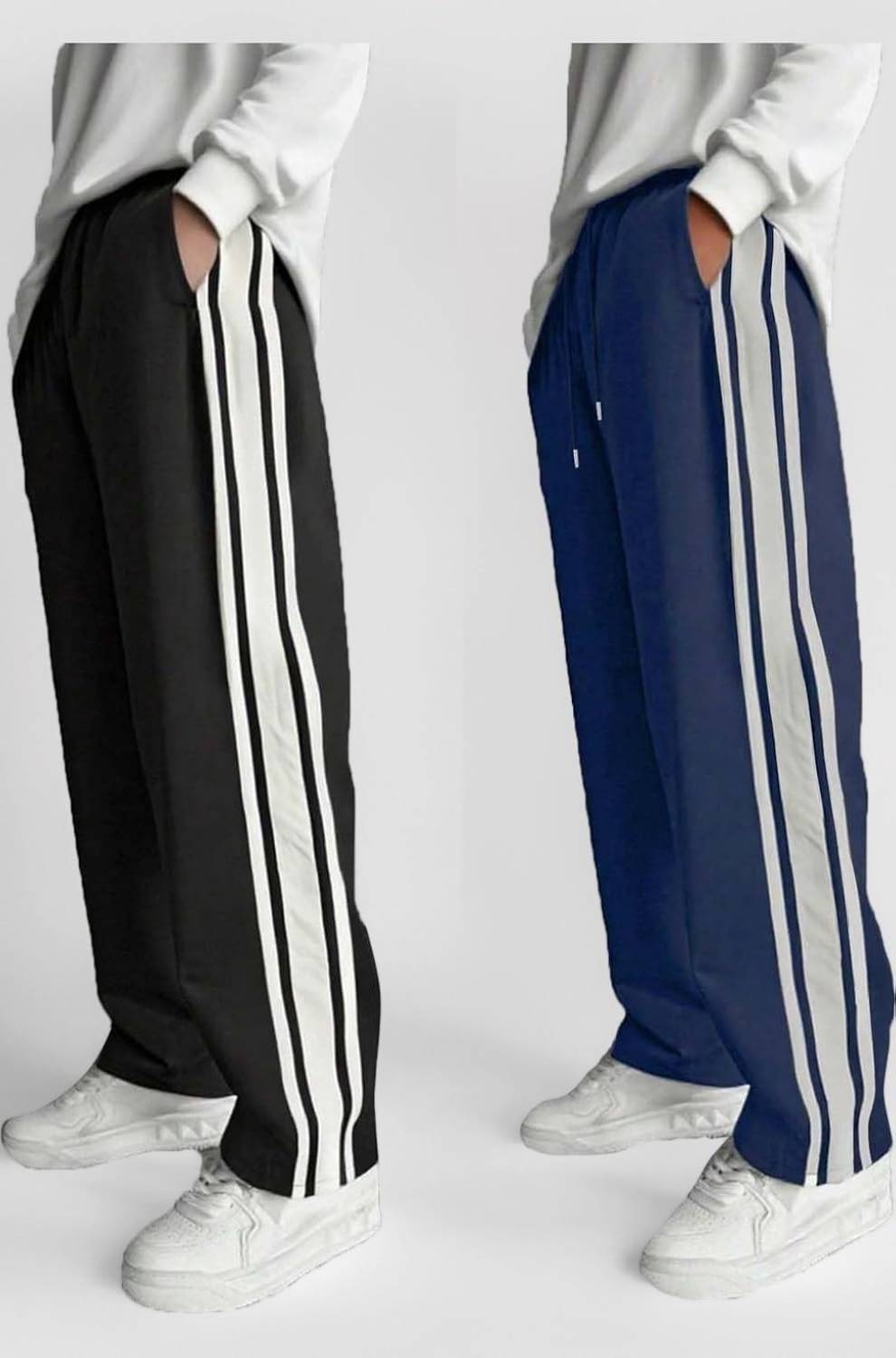 RUSKSUN Men Dark Blue, Black Track Pants Pack of 2 - Image 1