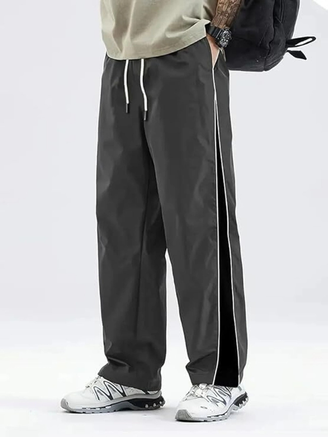 Image of PSVEESHA Striped Men Grey Track Pants