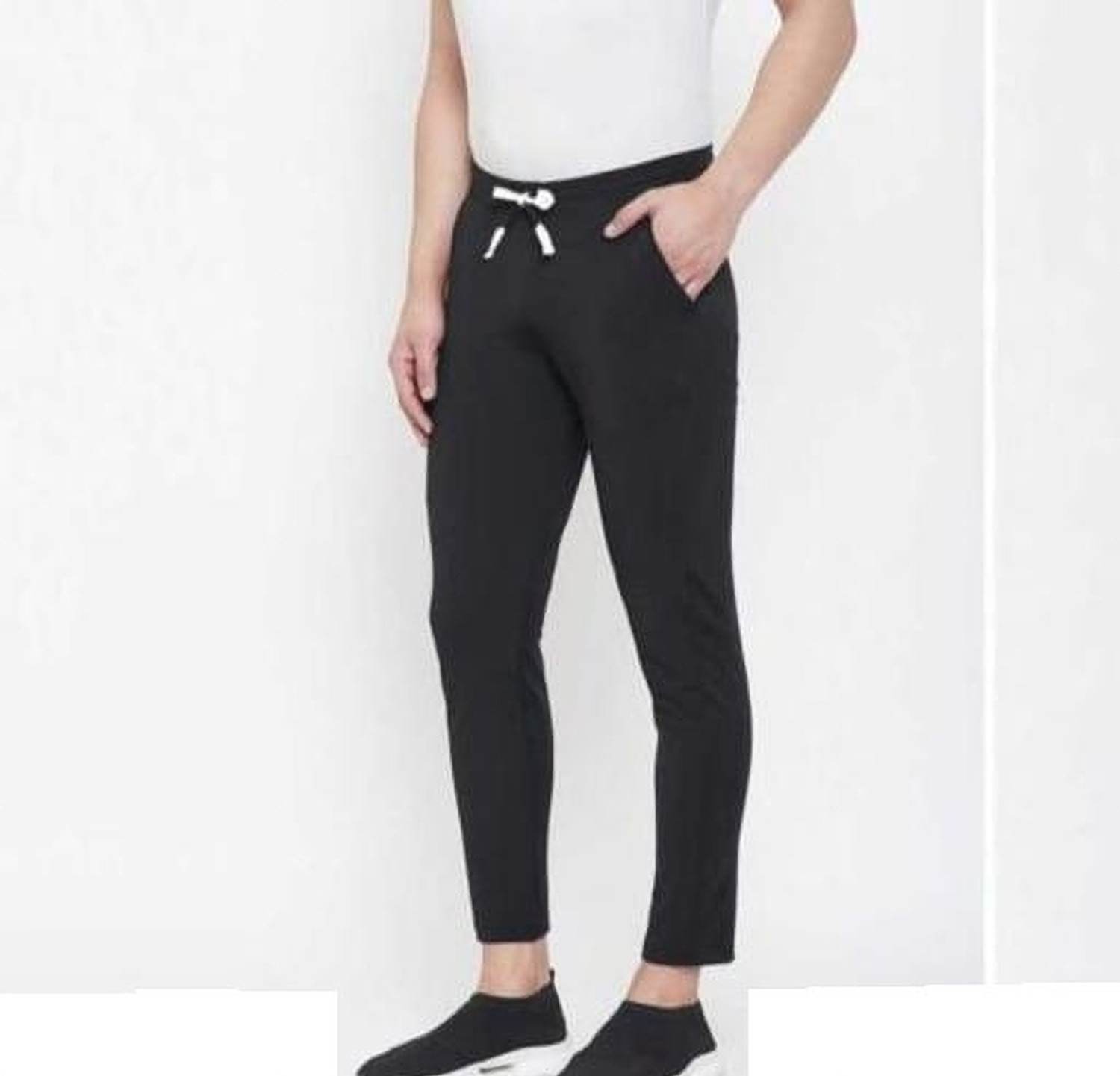 Image of pinkipal Solid Men Black Track Pants
