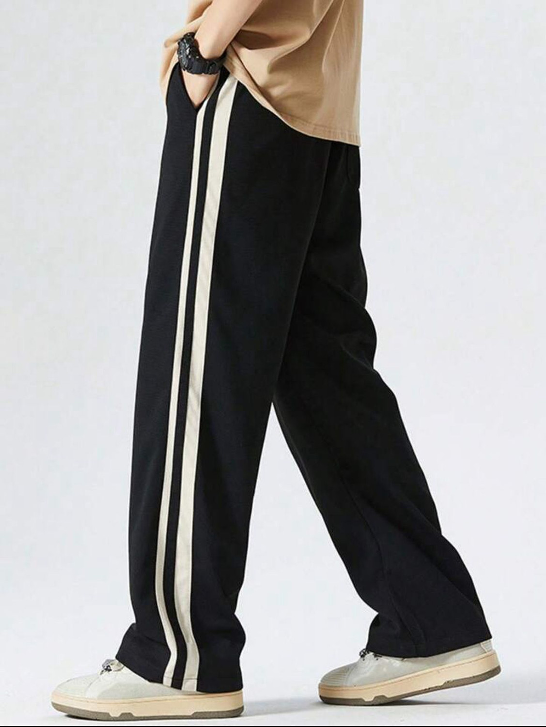 Image of ELITE STAR Striped Men Black Track Pants