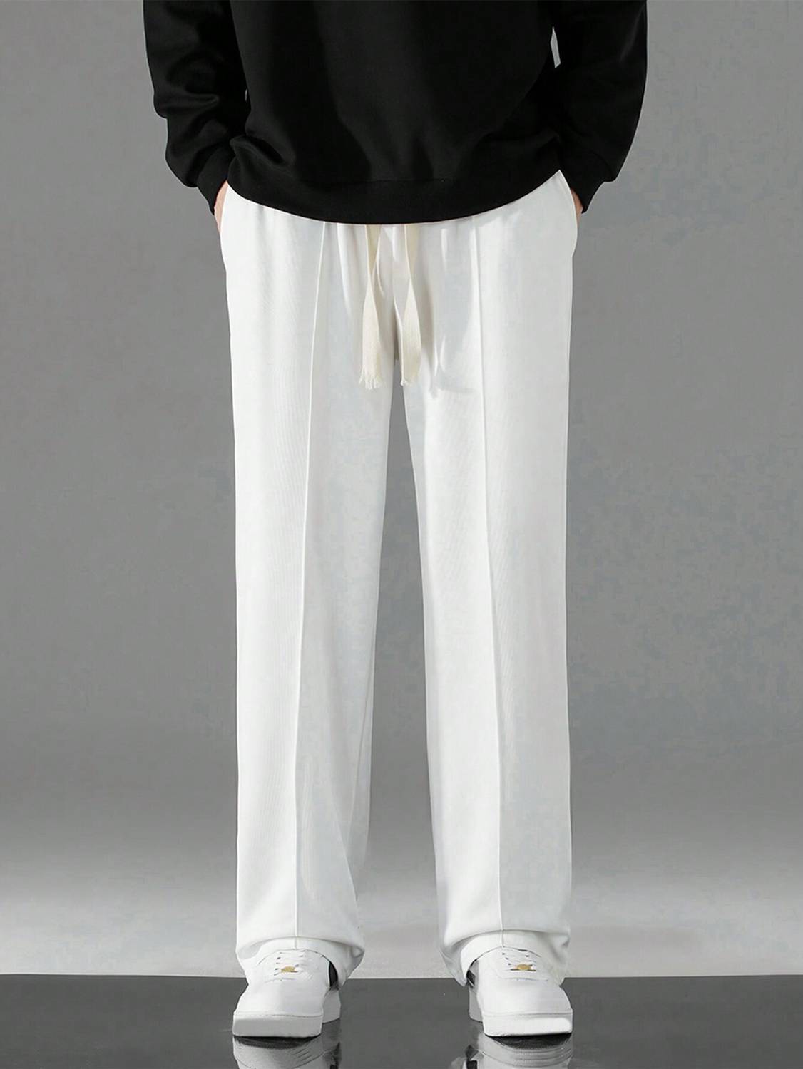 Paralians Men's Solid White Track Pants - Image 3