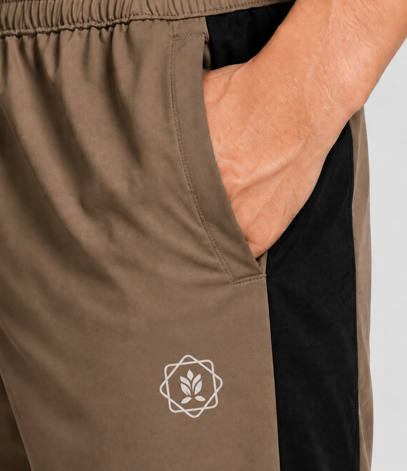 Image of DUYOURA Colorblock, Graphic Print Men Beige Track Pants