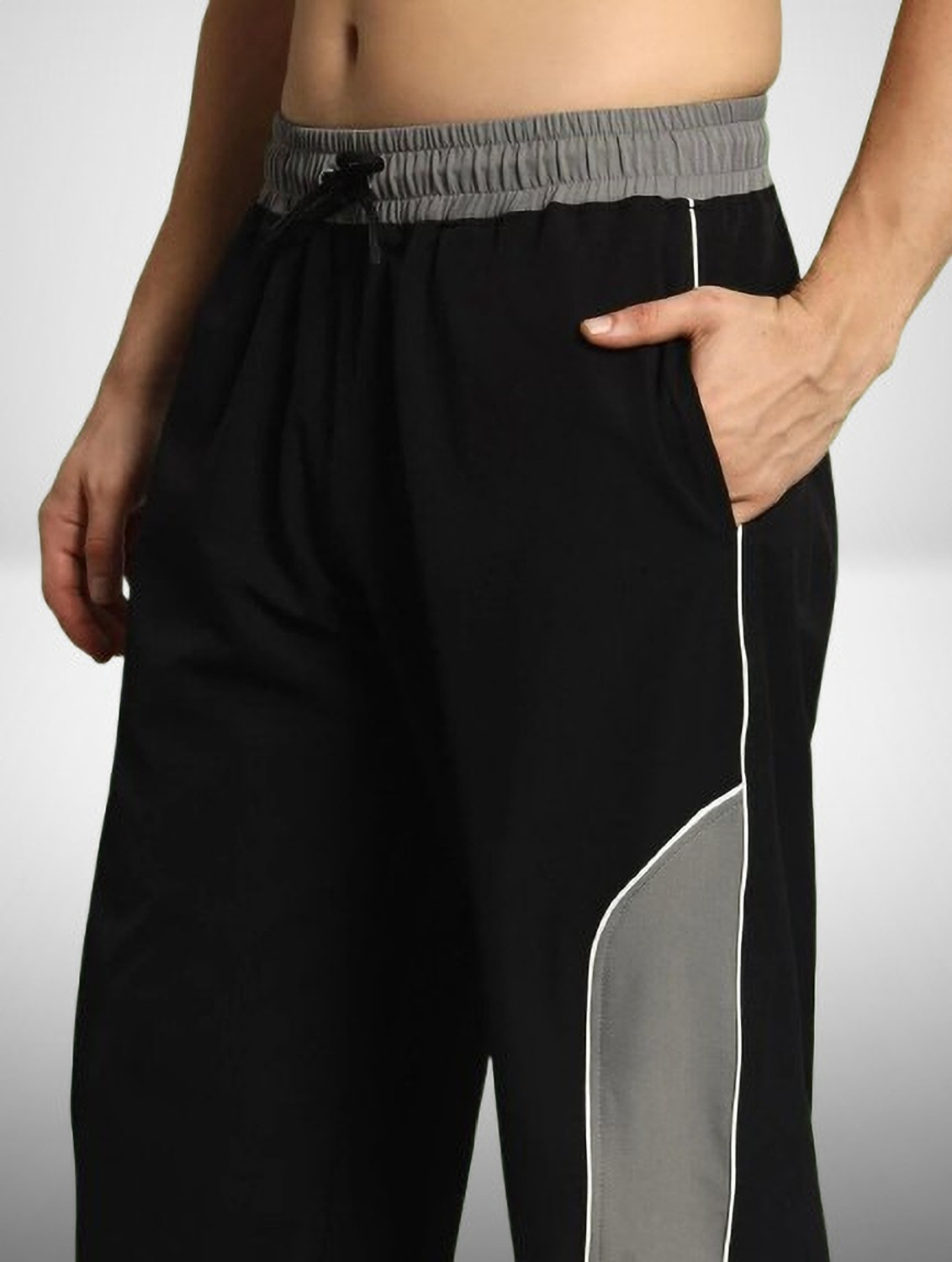 Image of NetClick Striped Men Black Track Pants