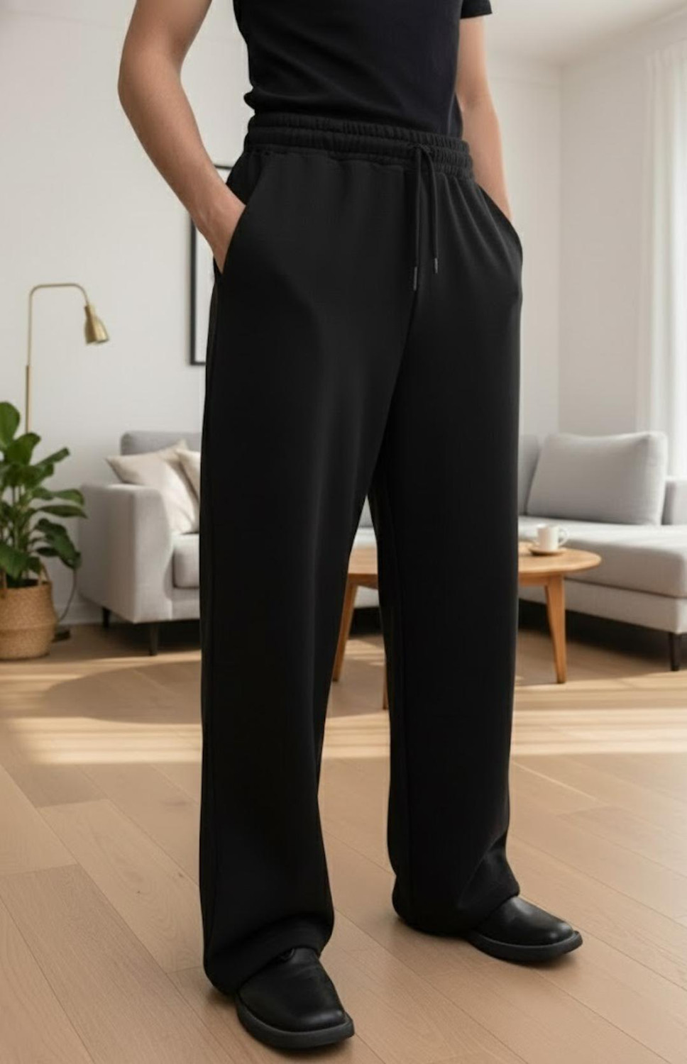 Image of Dockstreet Solid Men Black Track Pants