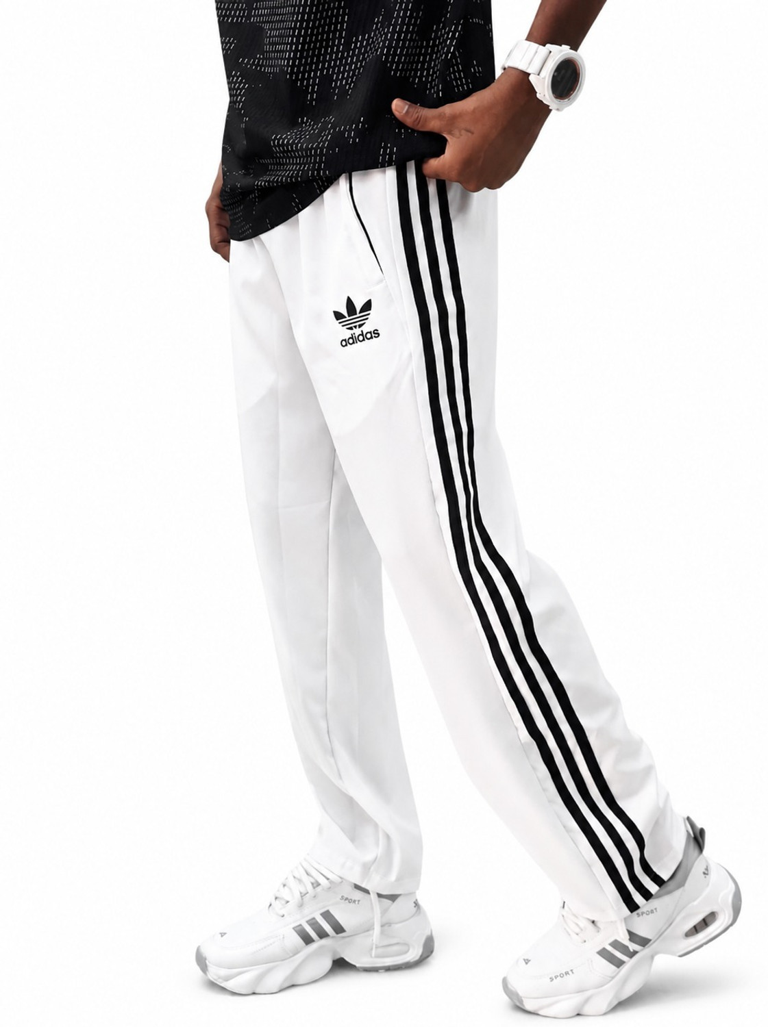 Image of Charmiki Striped Men White Track Pants