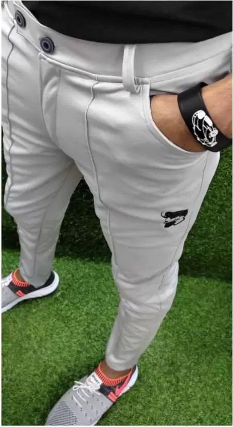 Image of A1 SQUARE Men Regular Fit Grey Lycra Blend Trousers