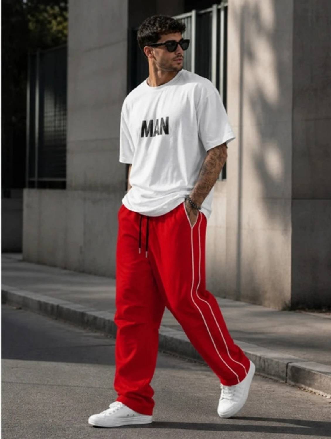 Rivastra Men Red Striped Track Pants - Image 3