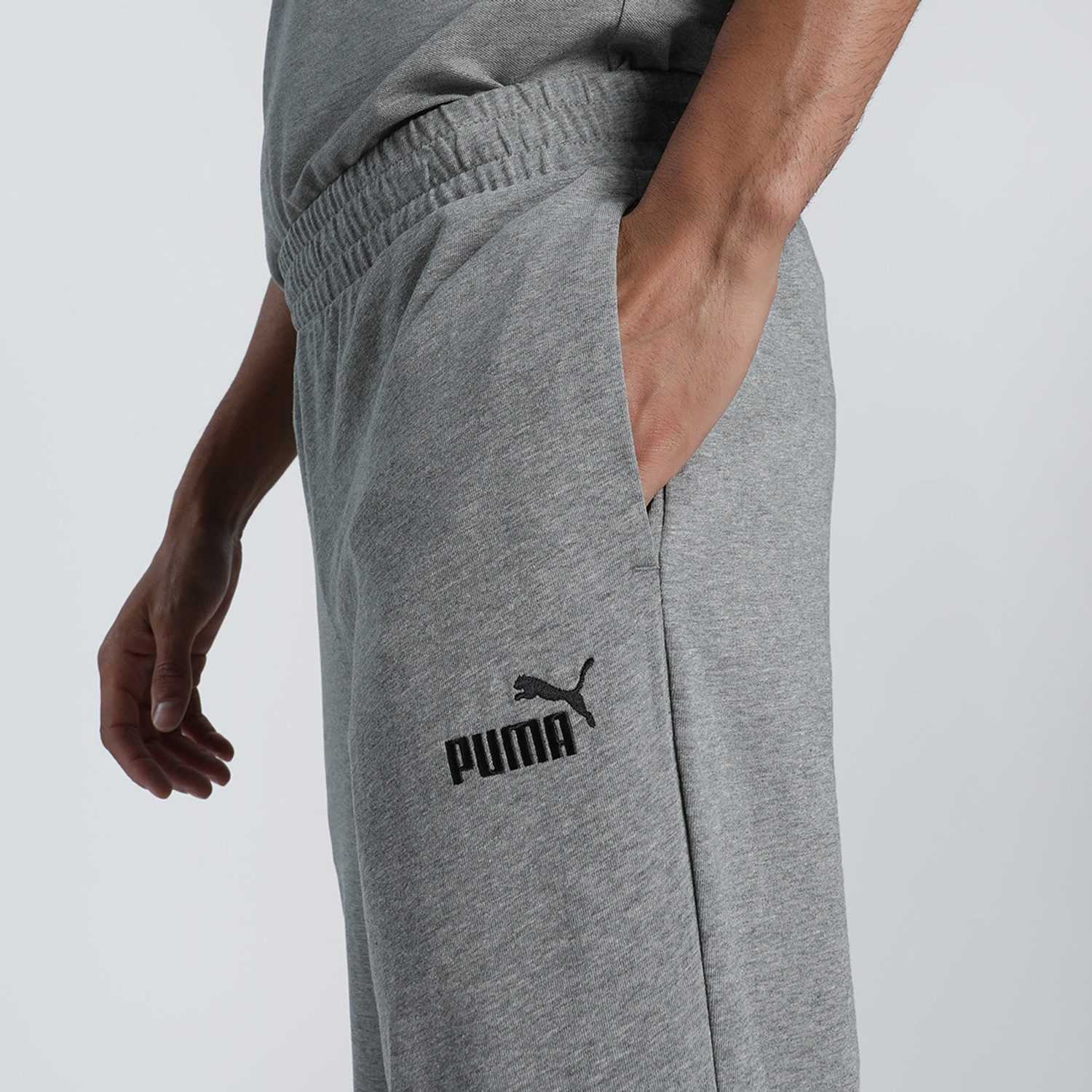 Image of PUMA Solid Men Grey Track Pants