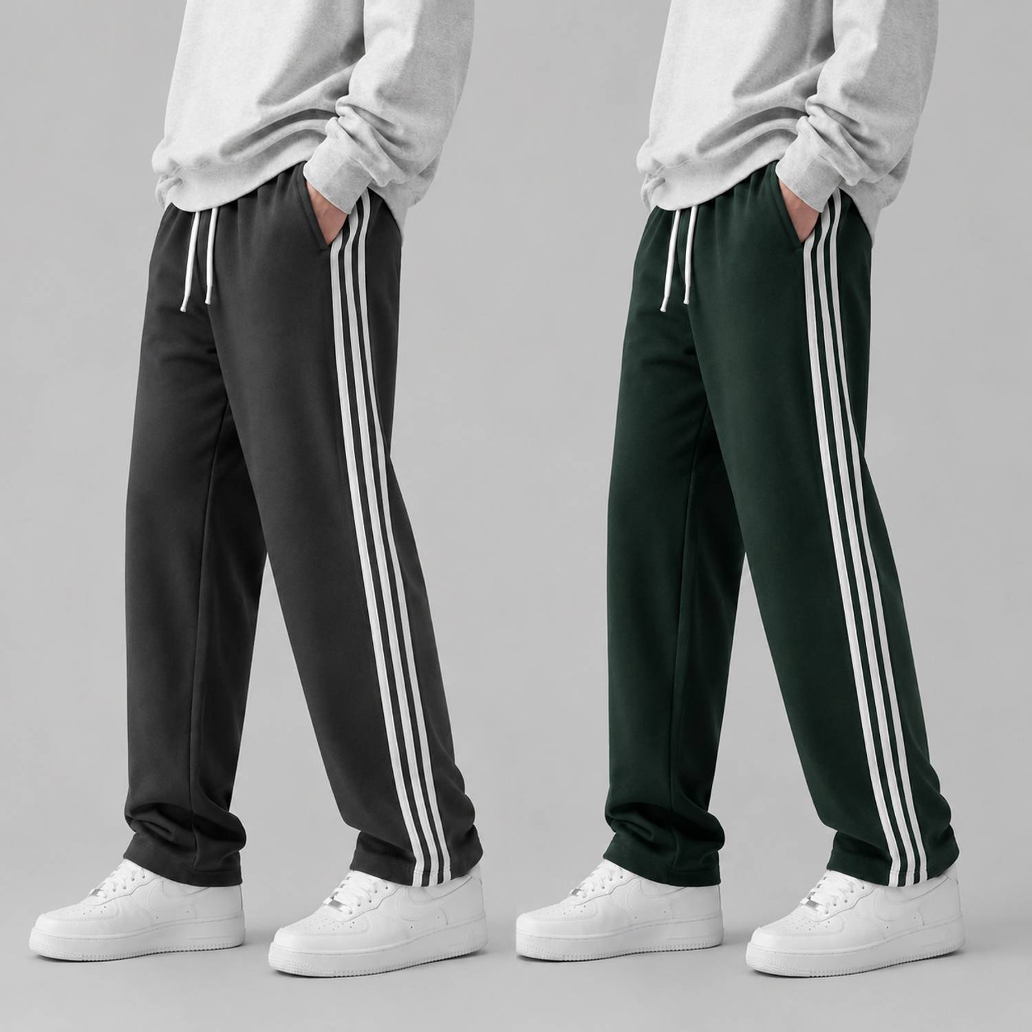mymode Striped Men Black, Dark Green Track Pants - Image 1