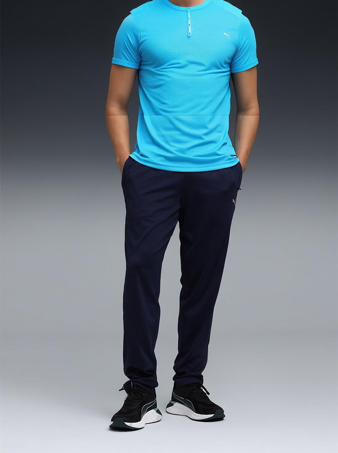 PUMA M RUN Knitted Pants Solid Men Blue Track Pants