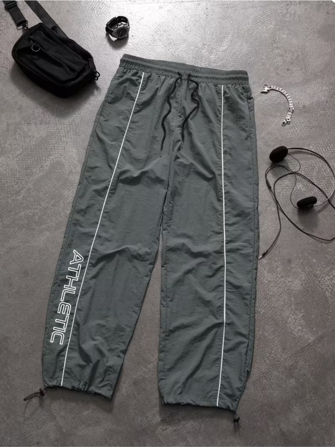 Image of Povaxpo Printed Men Grey Track Pants