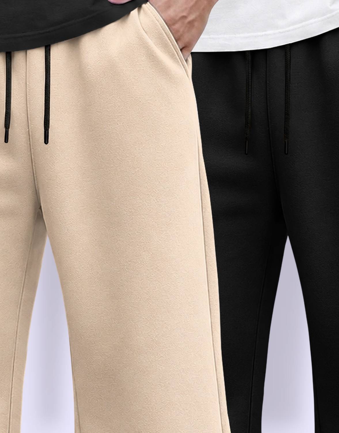 MADBROS Men Beige, Black Track Pants Pack of 2 - Image 5