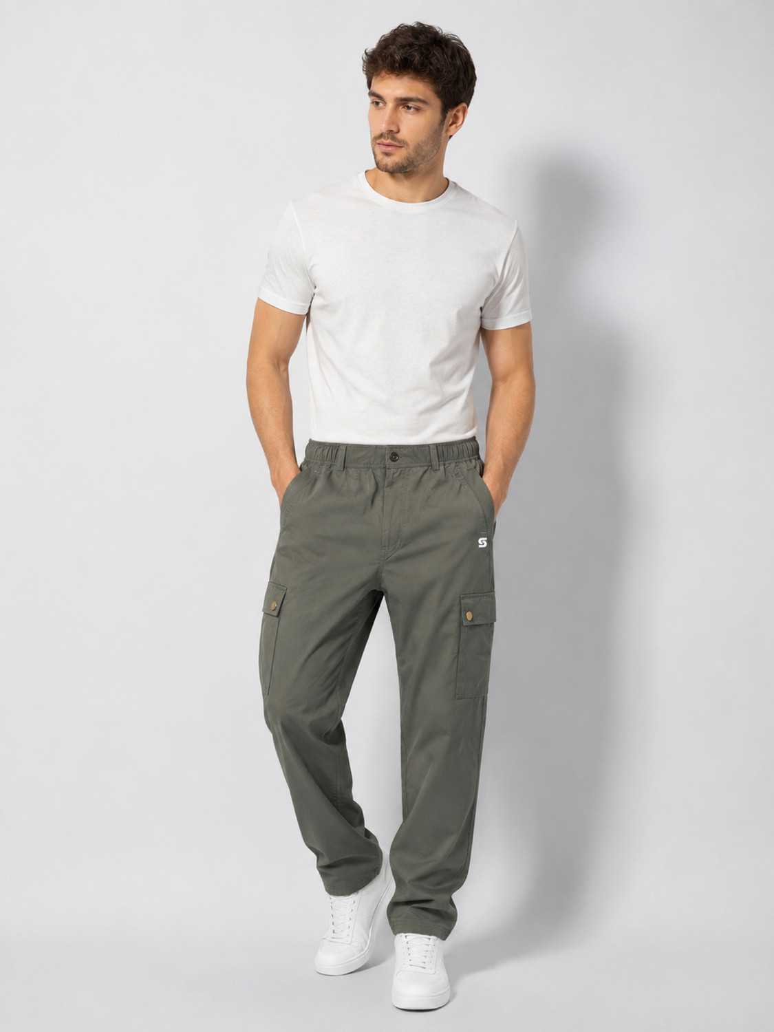 Image of SPORTCHECK Solid Men Green Track Pants