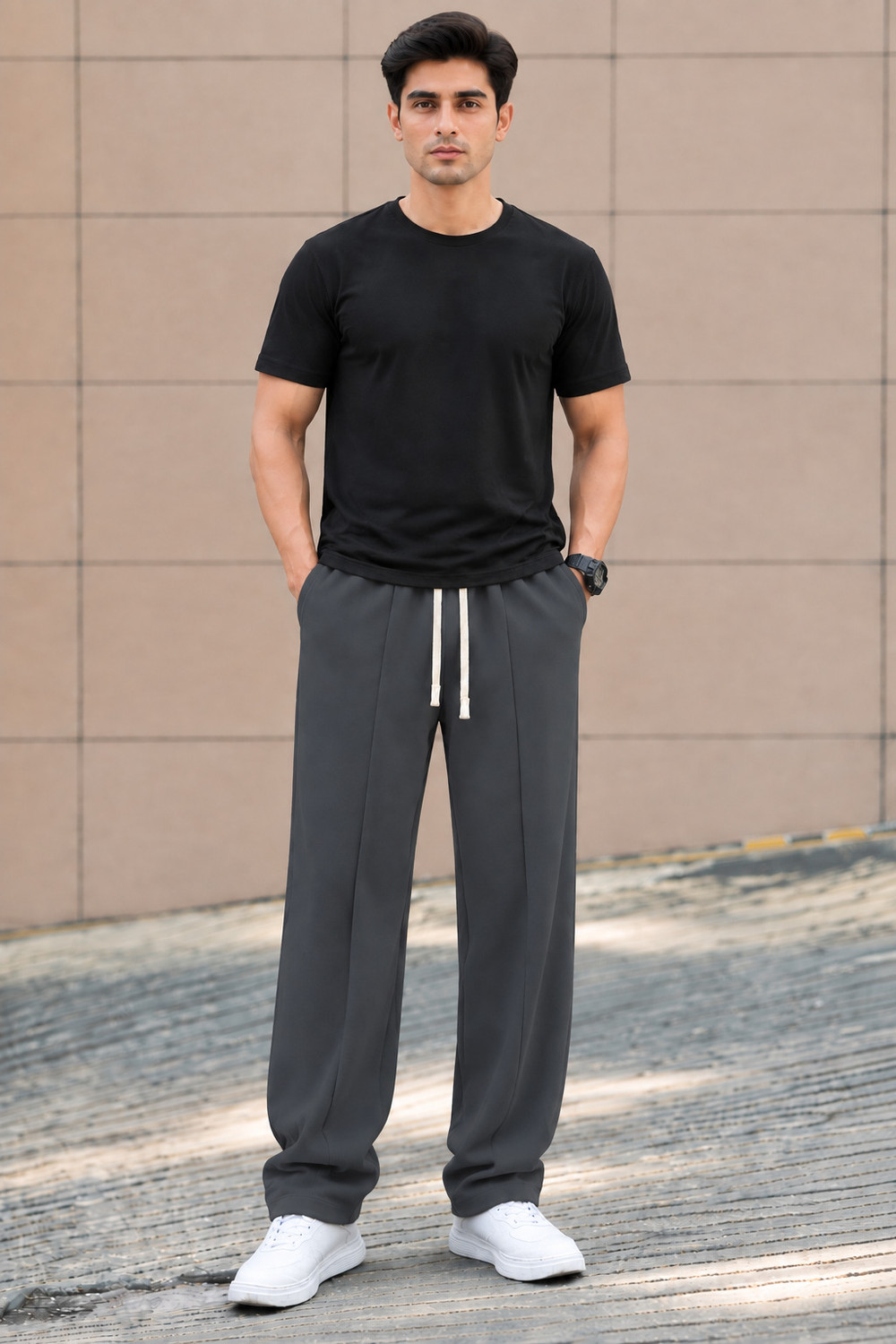 Image of METRONAUT Solid Men Grey Track Pants