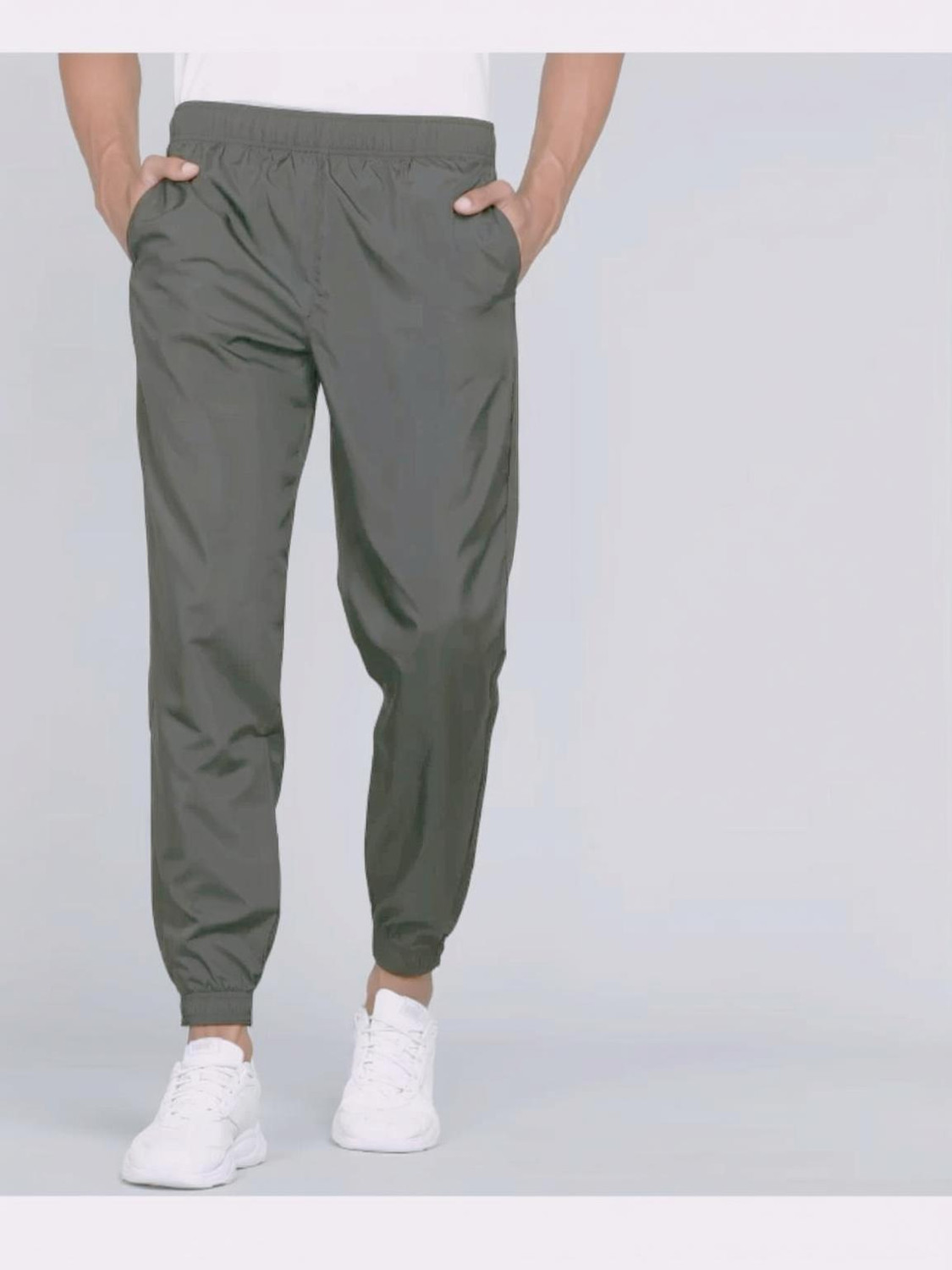 Image of UBRN Solid Men Grey Track Pants