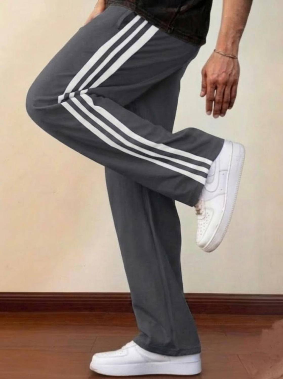 Ansaritextile Striped Men Grey Track Pants
