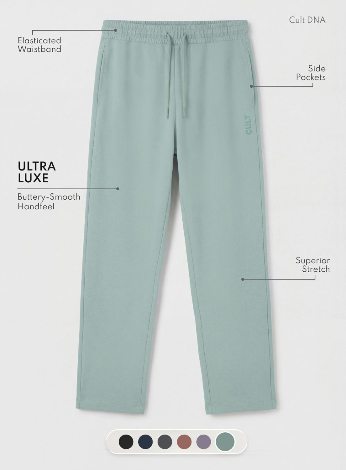Image of Cult Solid Men Green Track Pants