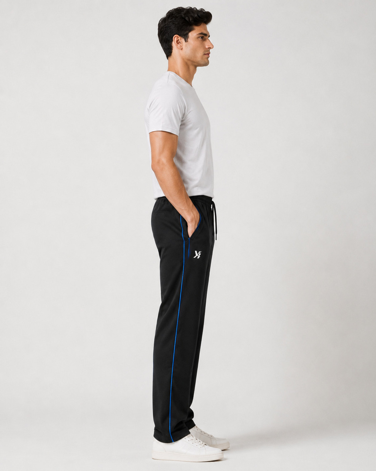Image of Kynetic Men Striped Black Track Pants