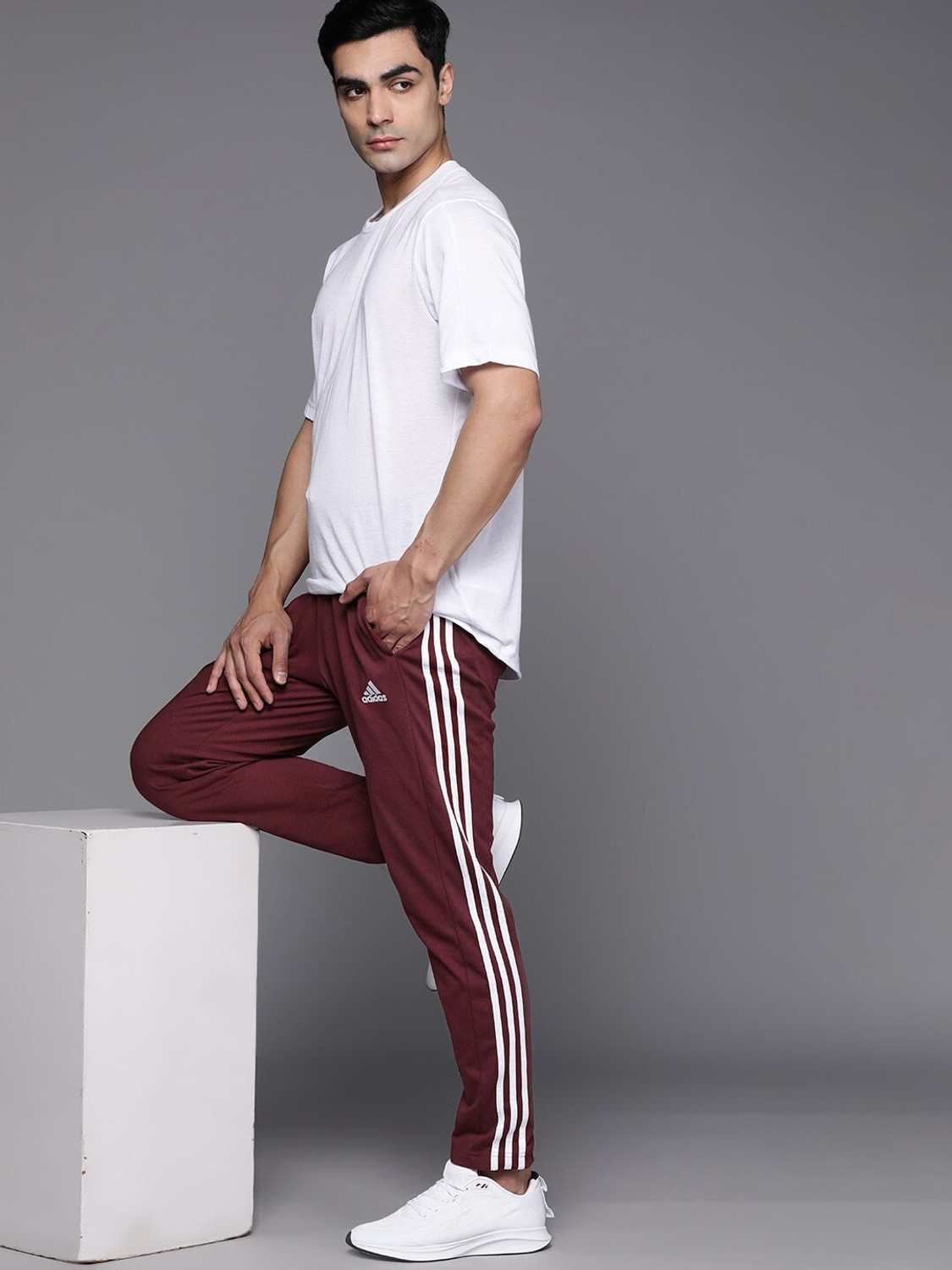 Image of ADIDAS Striped Men Red Track Pants