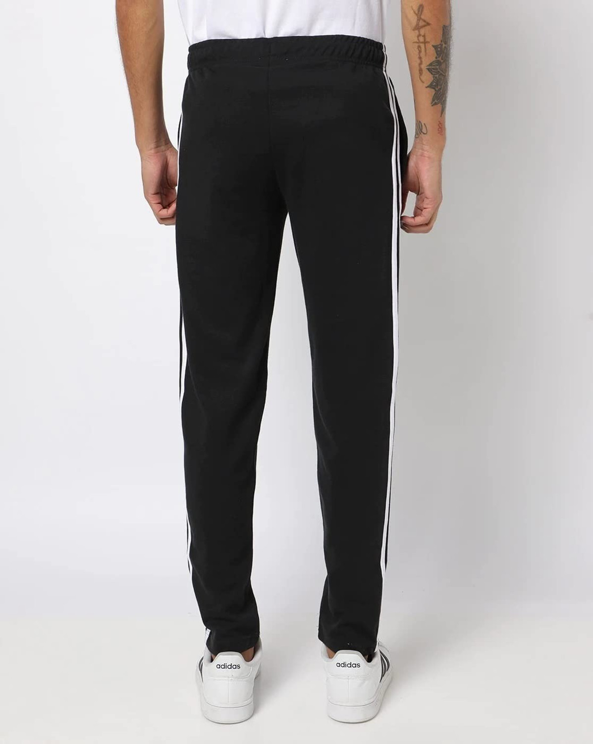 Image of LAYZEE Solid, Striped Men Black Track Pants