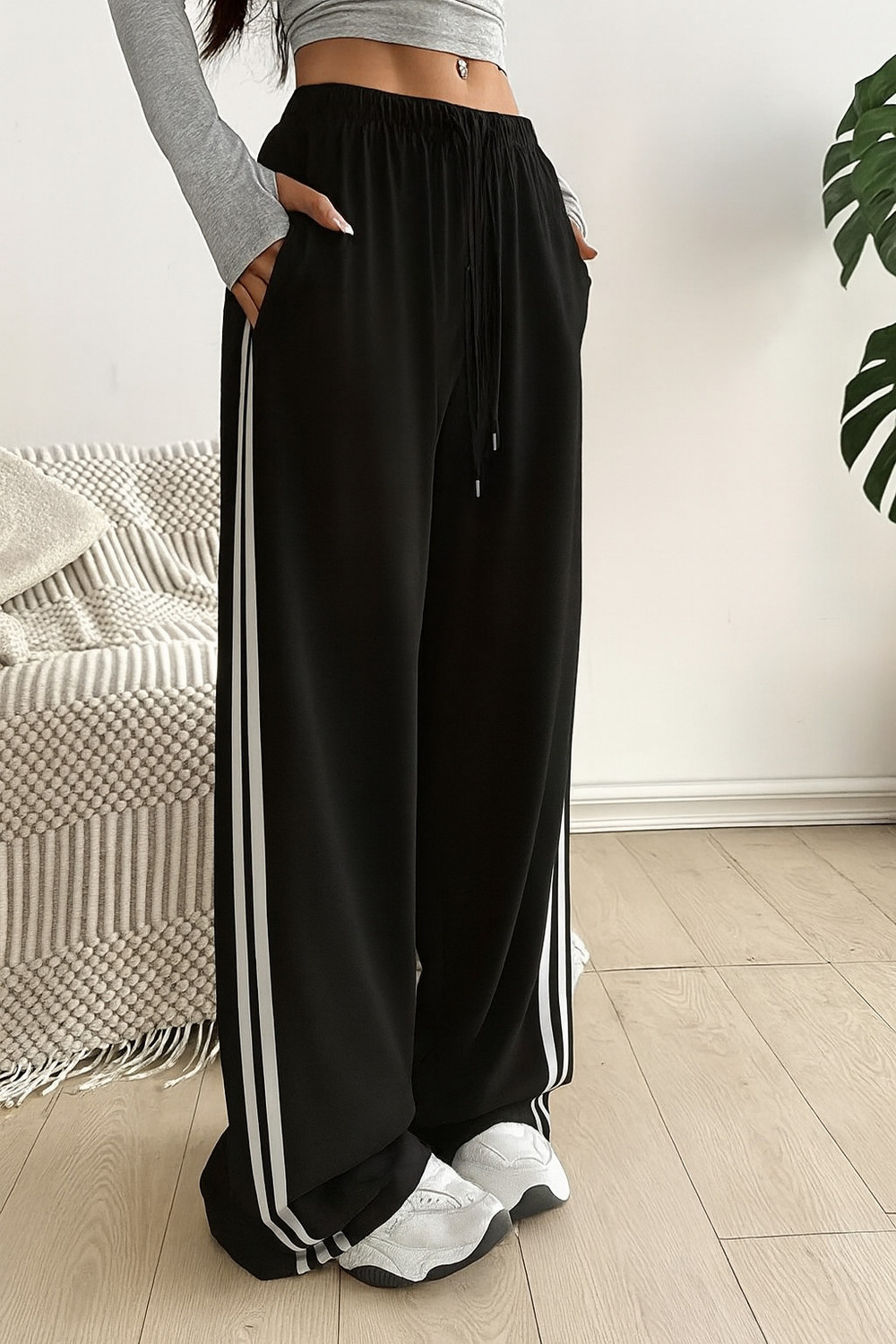 Image of Dockstreet Striped Men Black Track Pants