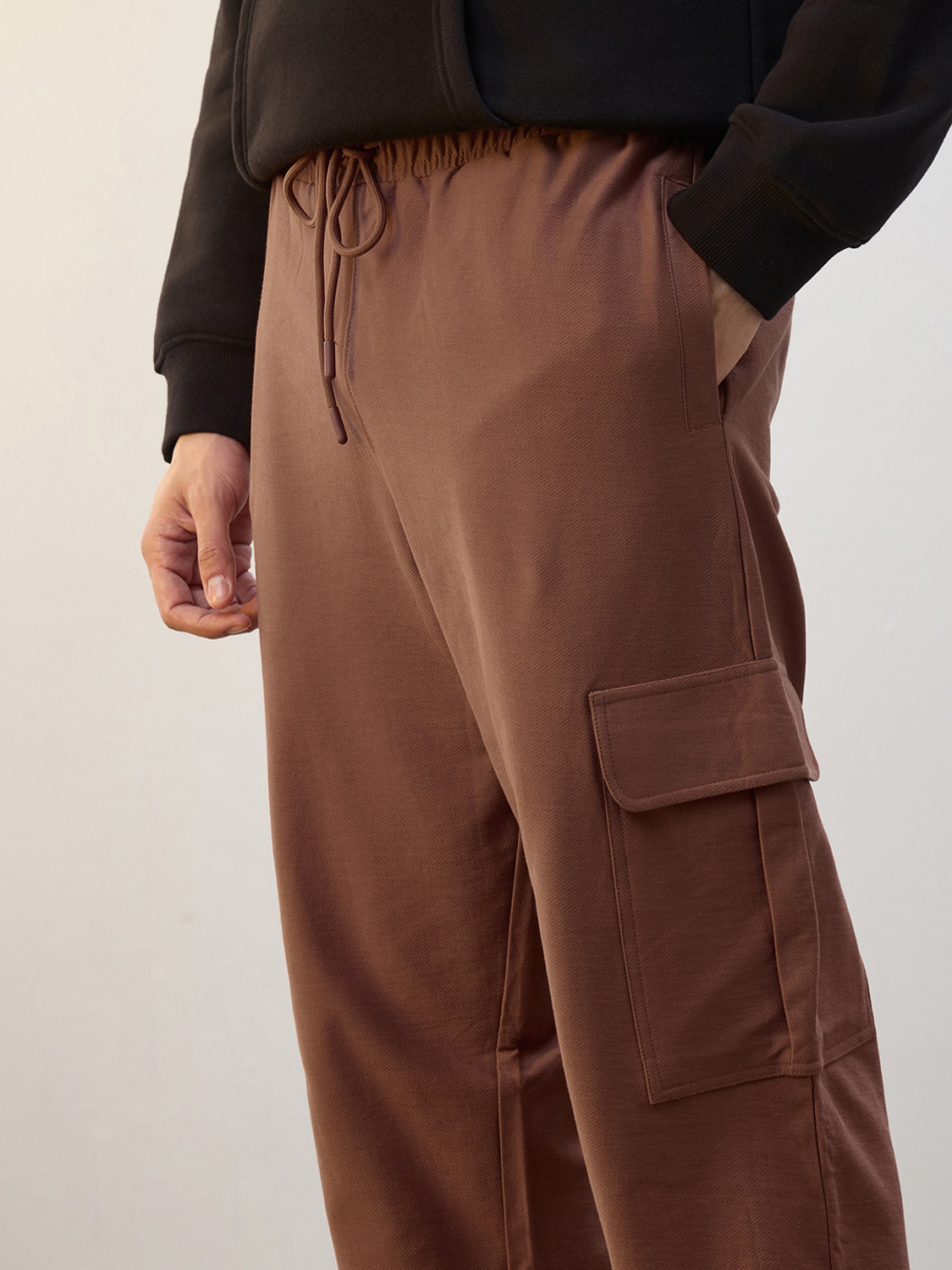 Image of NOBERO Solid Men Brown Track Pants
