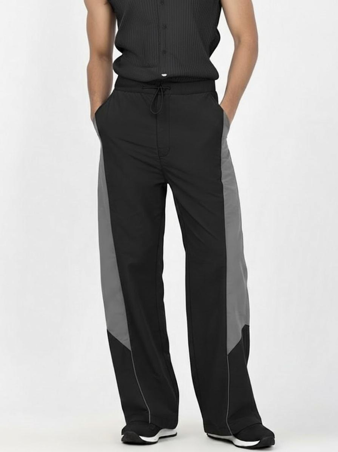 Image of fivedoggies Solid Men Black, Grey Track Pants